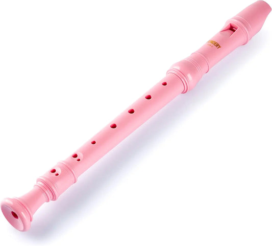 Sondery German Soprano Recorder Pink Durable Beginner's Recorder for Kids & Adults Easy-to-Play Plastic Body German Fingering Includes Fingering Chart Carry Pouch Sondery Music