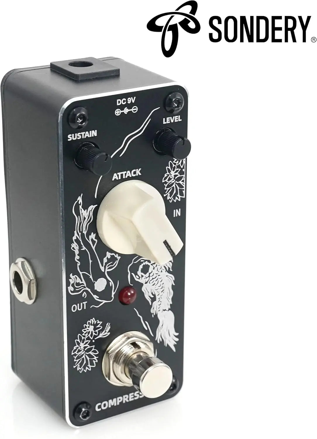 Sondery Compressor Pedal for Electric Guitar and Bass, Mini Compression Pedal True Bypass, Controls by Sustain Level and Attach, Art Design Series Sondery Music