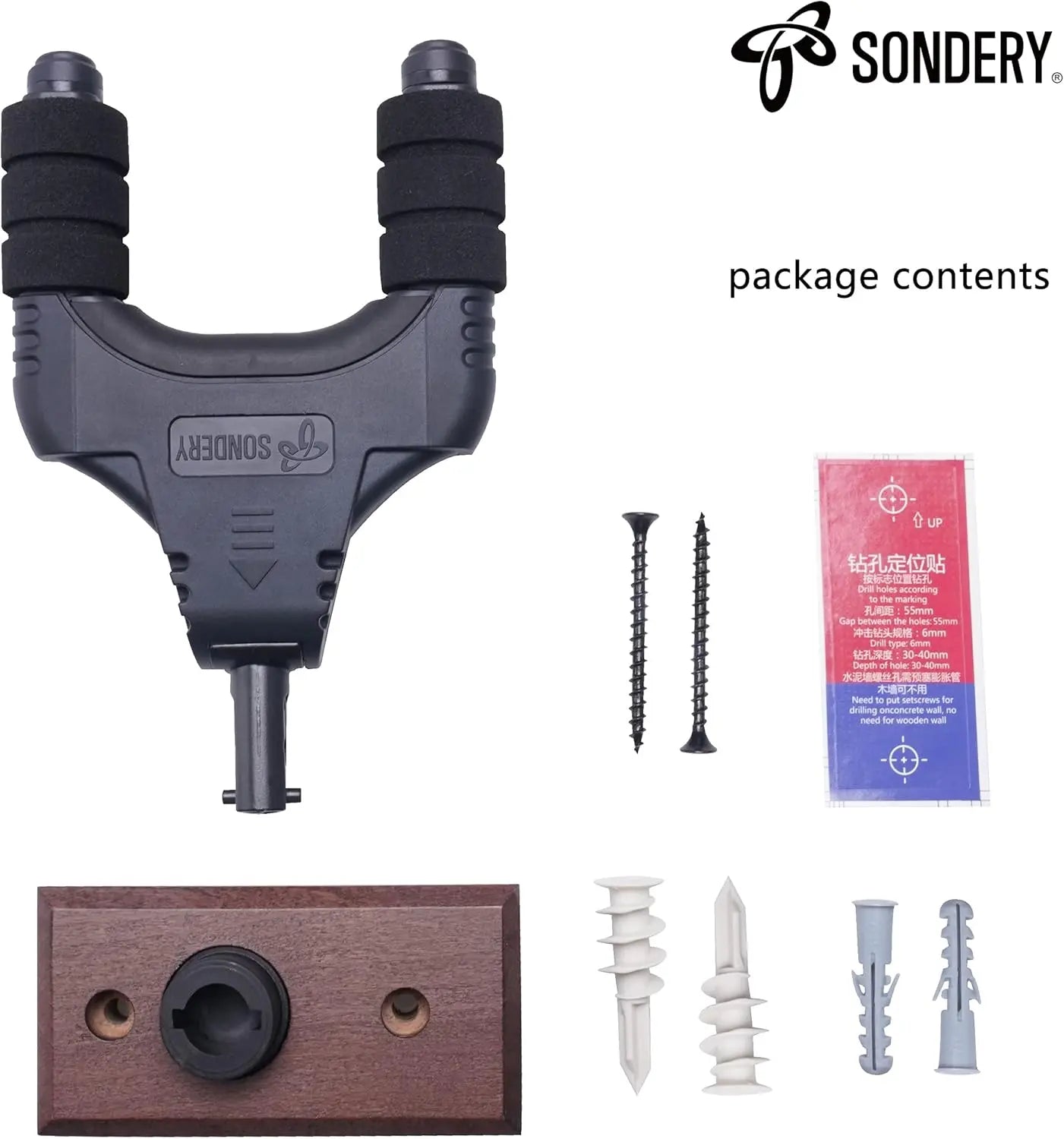 Sondery Guitar Hanger Wall Mount 3 Pack Black, Auto Lock and Adjustable Hook Holder for Acoustic and Electric Guitar, Ukulele, Bass, Banjo and Mandolin Sondery Music