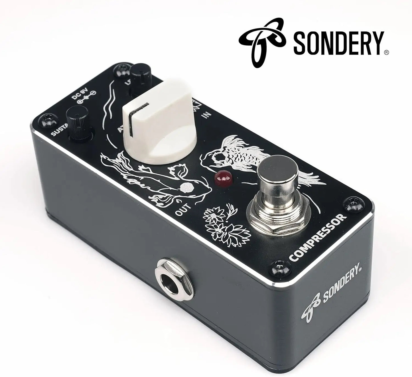 Sondery Compressor Pedal for Electric Guitar and Bass, Mini Compression Pedal True Bypass, Controls by Sustain Level and Attach, Art Design Series Sondery Music