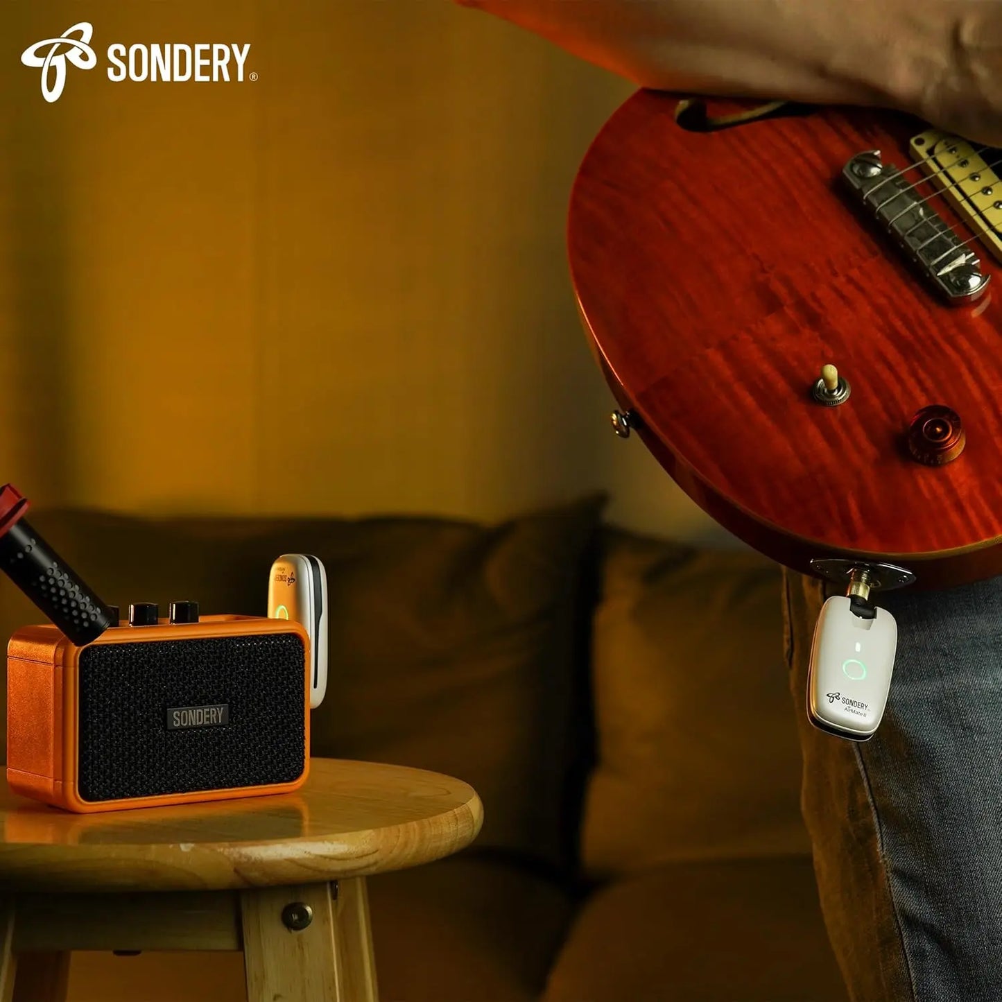 Sondery Wireless Guitar System Transmitter and Receiver UHF Rechargeable Wireless Compatible with Multiple Instruments Guitar Bass Keyboard Drums, 7 Channels 6-Hour Battery Life - Sondery Music