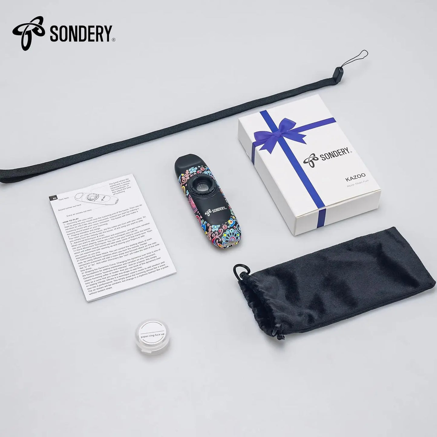 Sondery Professional Kazoo Wind Instrument with 5 Membranes, Lanyard and Pouch - Sondery Music