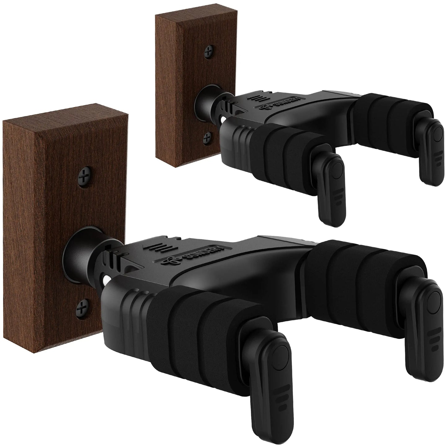 Sondery Guitar Wall Mount Hanger Black 2 Pack, Auto Lock and Adjustable Hook Holder for Acoustic and Electric Guitar, Ukulele, Bass, Banjo and Mandolin Sondery Music