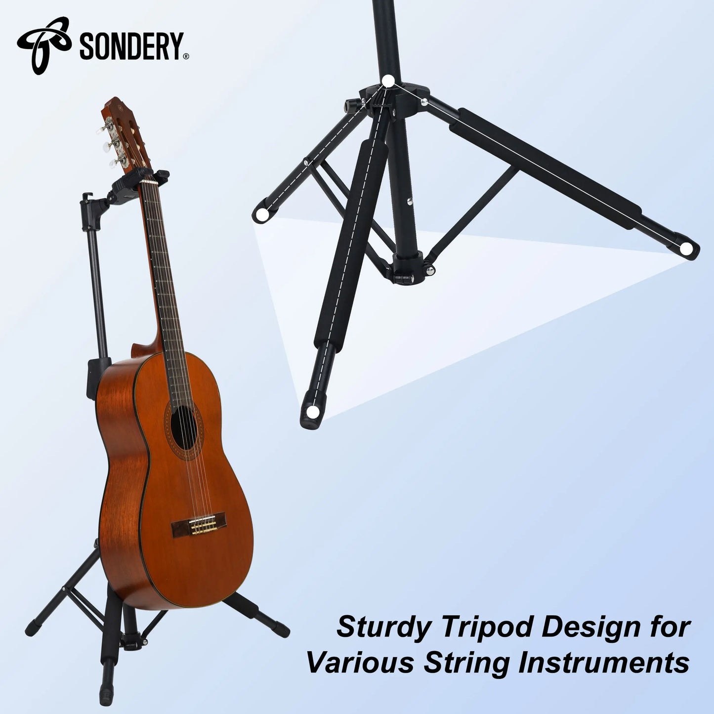 Sondery Guitar Stand for Any Guitar, Bass with Any finish, Foldable Adjustable Auto-locking Tripod Floor Stand Sondery Music