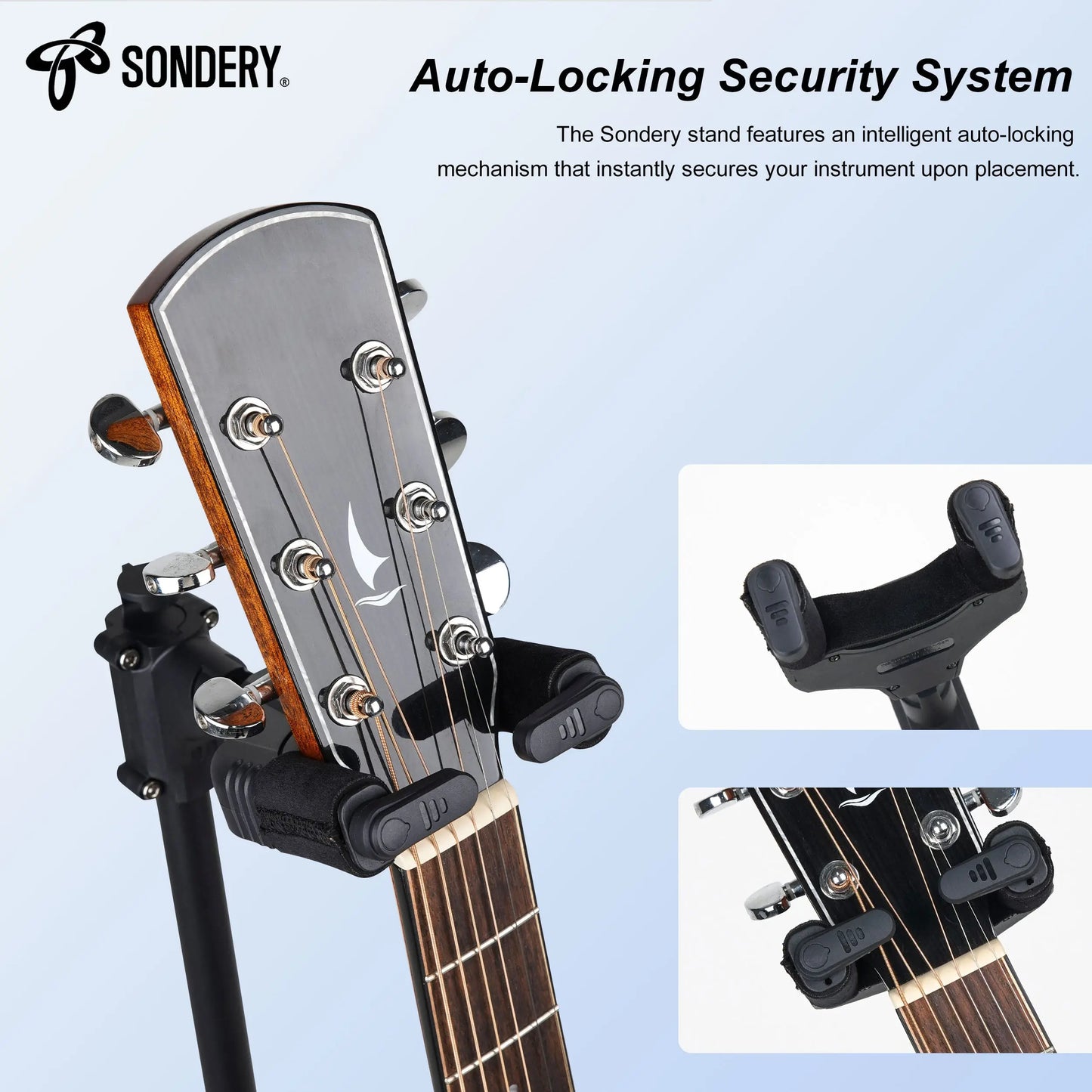 Sondery Guitar Stand for Any Guitar, Bass with Any finish, Foldable Adjustable Auto-locking Tripod Floor Stand Sondery Music