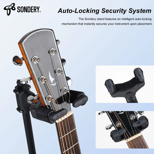 Sondery Guitar Stand for Any Guitar, Bass with Any finish, Foldable Adjustable Auto-locking Tripod Floor Stand Sondery Music