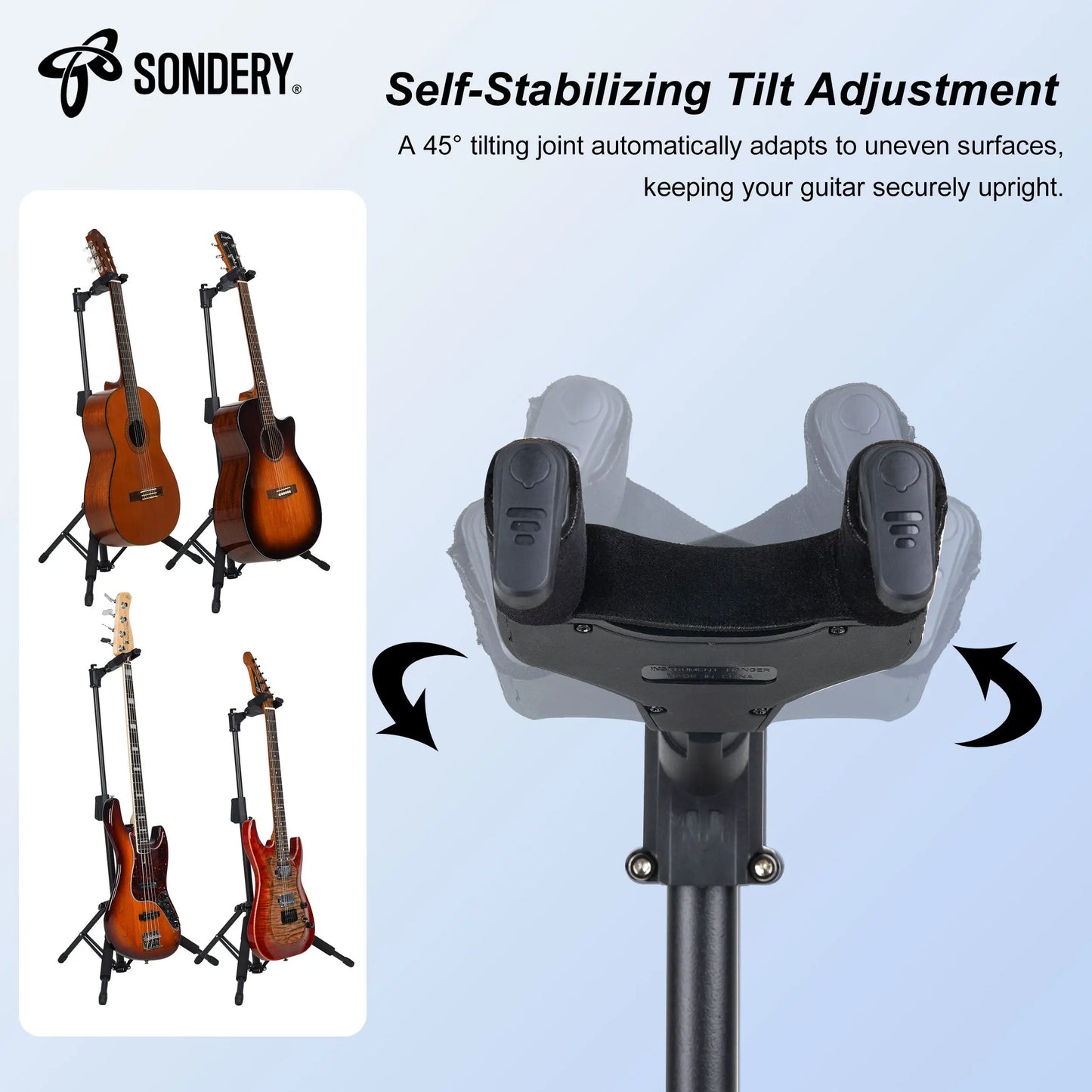 Sondery Guitar Stand for Any Guitar, Bass with Any finish, Foldable Adjustable Auto-locking Tripod Floor Stand Sondery Music