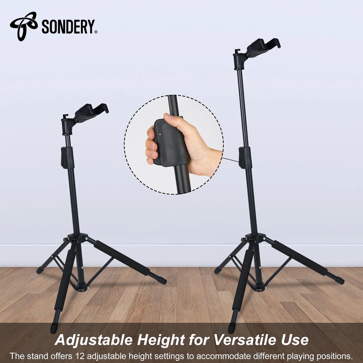 Sondery Guitar Stand for Any Guitar, Bass with Any finish, Foldable Adjustable Auto-locking Tripod Floor Stand Sondery Music
