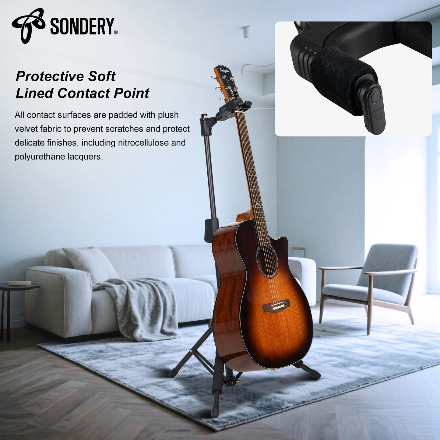 Sondery Guitar Stand for Any Guitar, Bass with Any finish, Foldable Adjustable Auto-locking Tripod Floor Stand Sondery Music