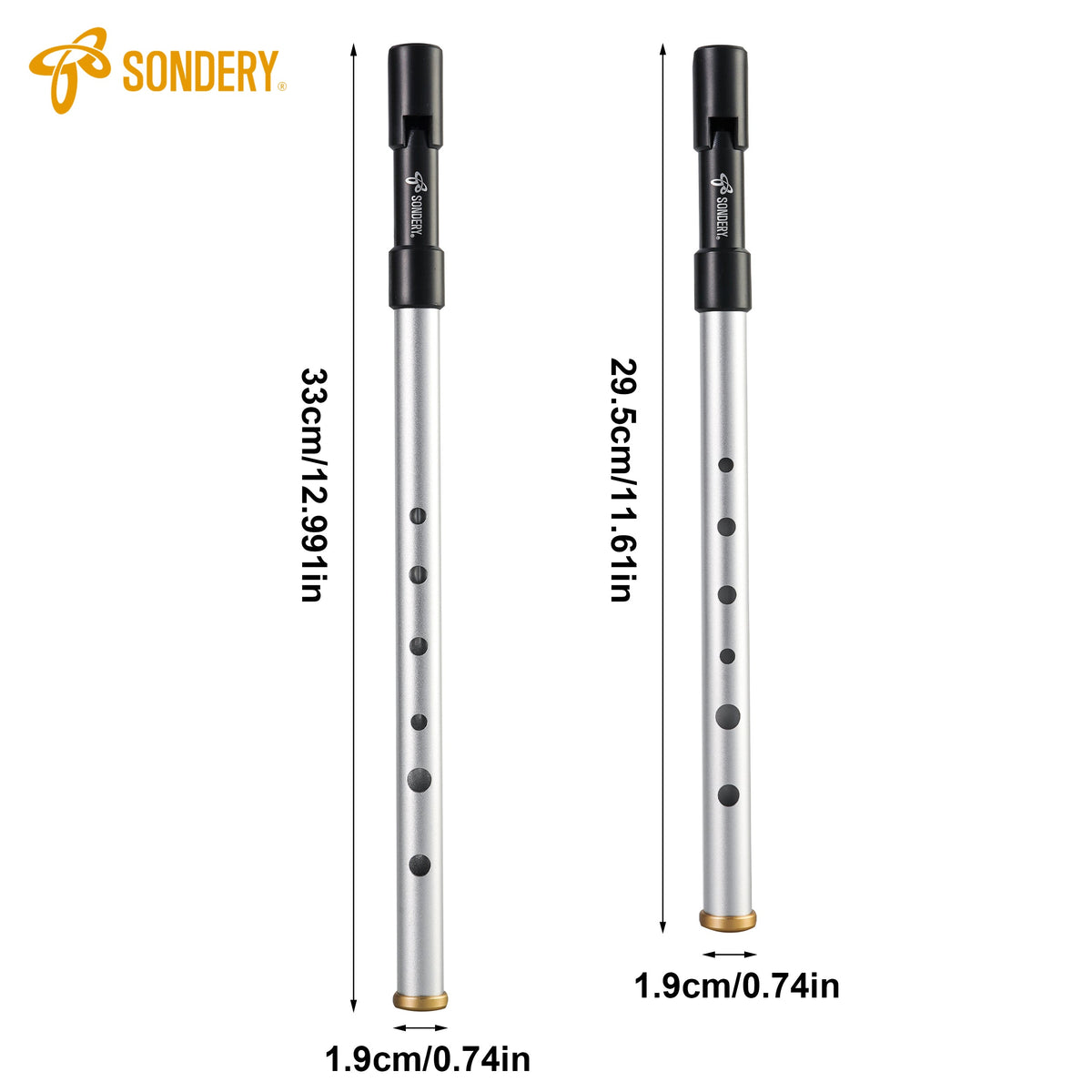 Sondery Irish Tin Whistles Set Key of C and Key of D Made from Aluminum Clear Bright Sound with Crisp Response of Wide Range Octaves Penny Whistles Sondery Music