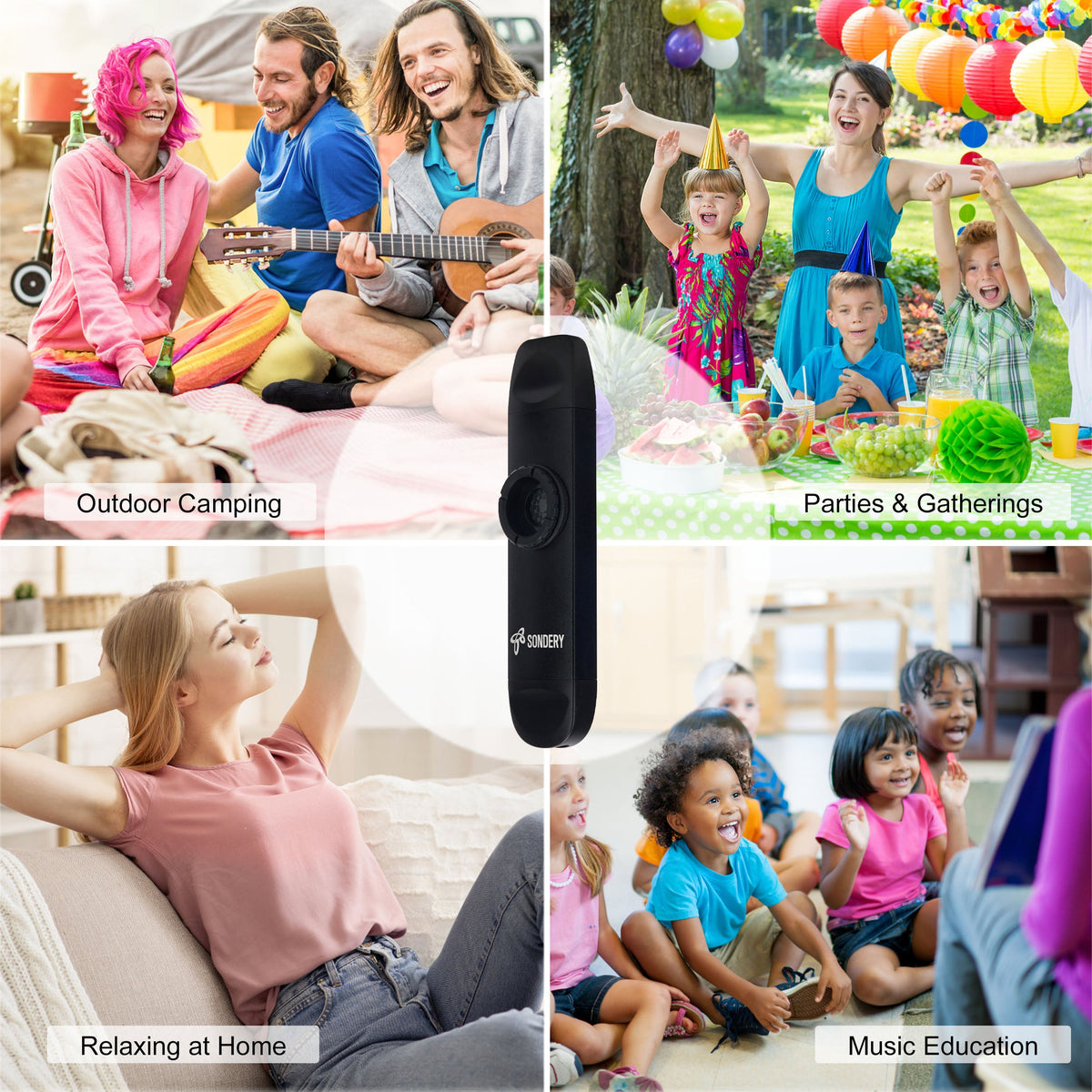 Sondery Professional Metal Kazoo, Dual Head Kazoo Includes Lanyard and 5 Membranes for All Ages and Occasions Sondery Music