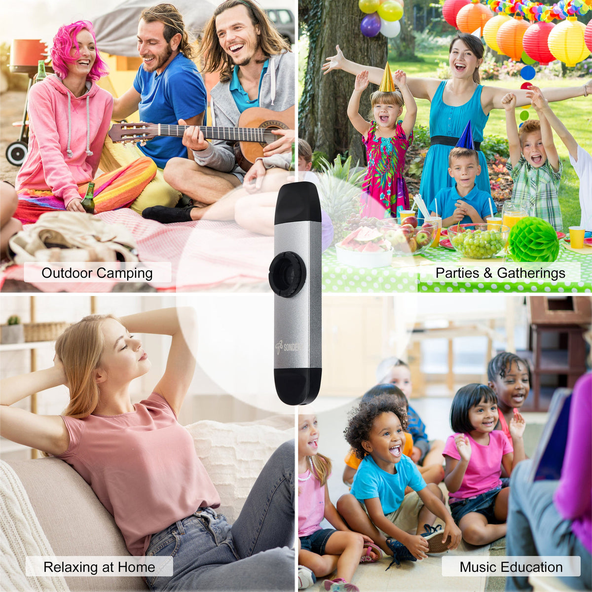 Sondery Professional Metal Kazoo, Dual Head Kazoo Includes Lanyard and 5 Membranes for All Ages and Occasions Sondery Music