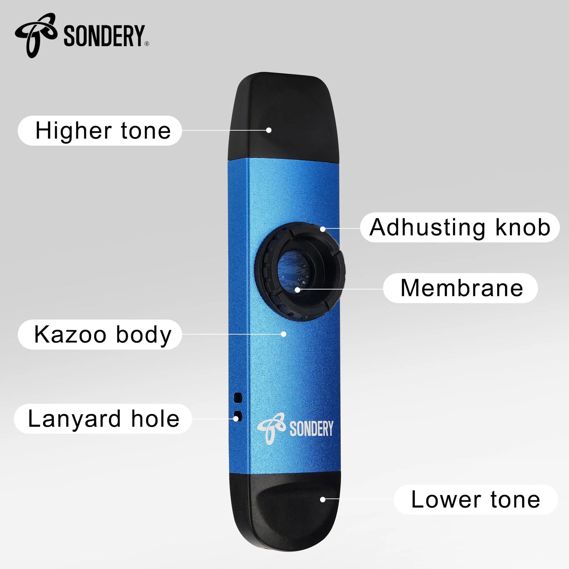 Sondery Professional Metal Kazoo, Dual Head Kazoo Includes Lanyard and 5 Membranes for All Ages and Occasions Sondery Music