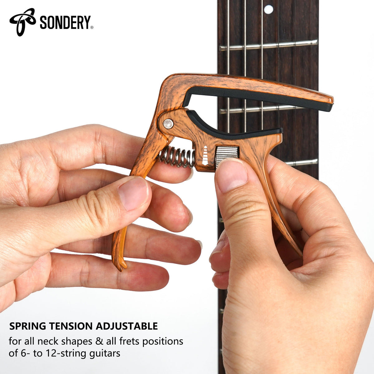 Sondery Guitar Capo Trigger Tension Adjustable Professional for 6 Strings Acoustic and Electric Guitars Perfect Tone on Any Fret with Guitar Bridge Pin Puller Sondery Music