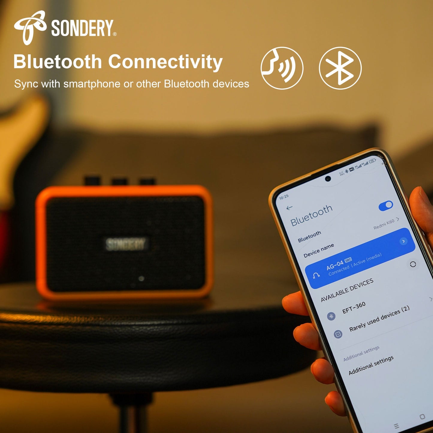 Sondery Mini Guitar Amp for Electric Guitars 5W Two Speakers Rechargeable Portable Pratice Small Amplifier with Overdrive/Clean Effects and Bluetooth Sondery Music