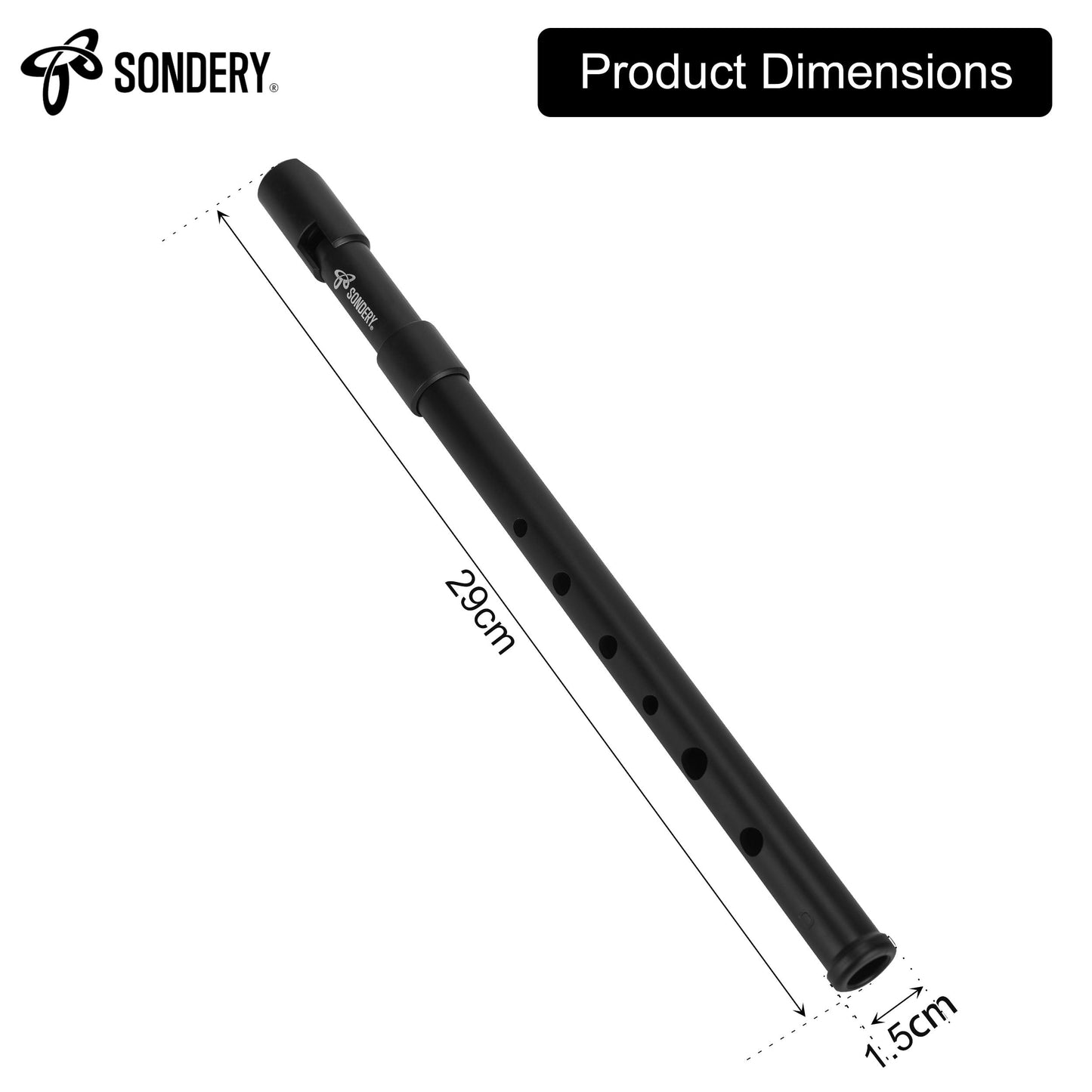Sondery Irish Tin Whistle Key of D Black ABS Material with a Natural Wood Tone Sondery Music