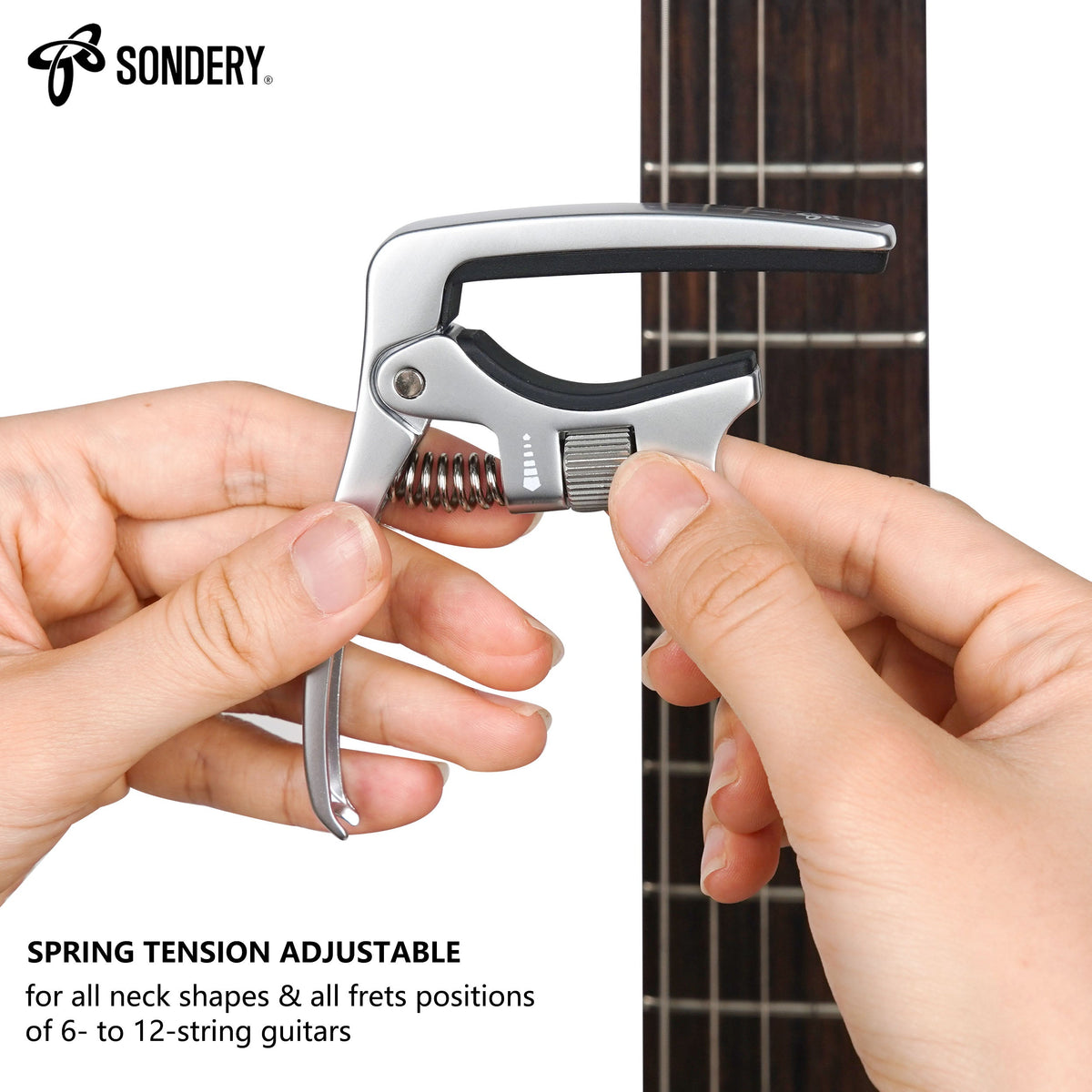 Sondery Guitar Capo Trigger Tension Adjustable Professional for 6 Strings Acoustic and Electric Guitars Perfect Tone on Any Fret with Guitar Bridge Pin Puller Sondery Music