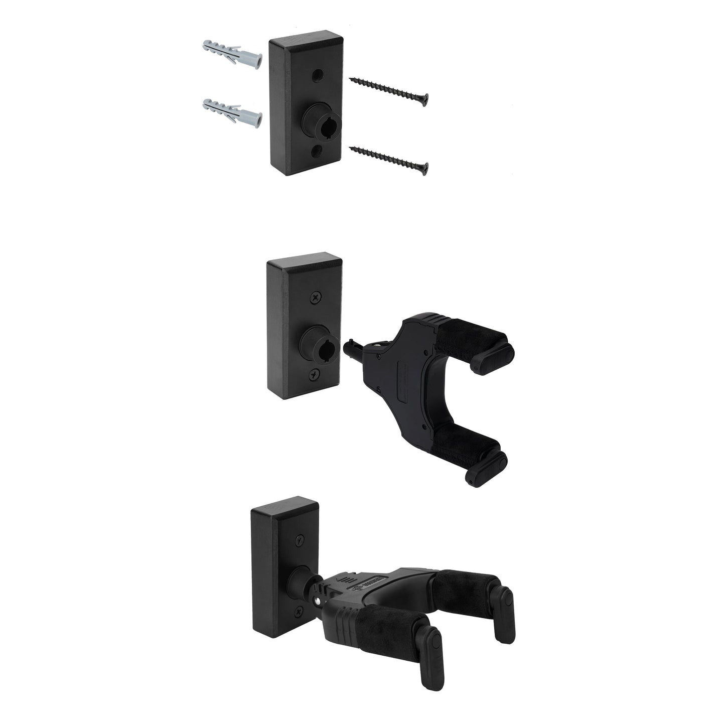Sondery Guitar Wall Mount Hanger Black, Auto Lock and Adjustable Hook Holder for Acoustic and Electric Guitar, Ukulele, Bass, Banjo and Mandolin Sondery Music