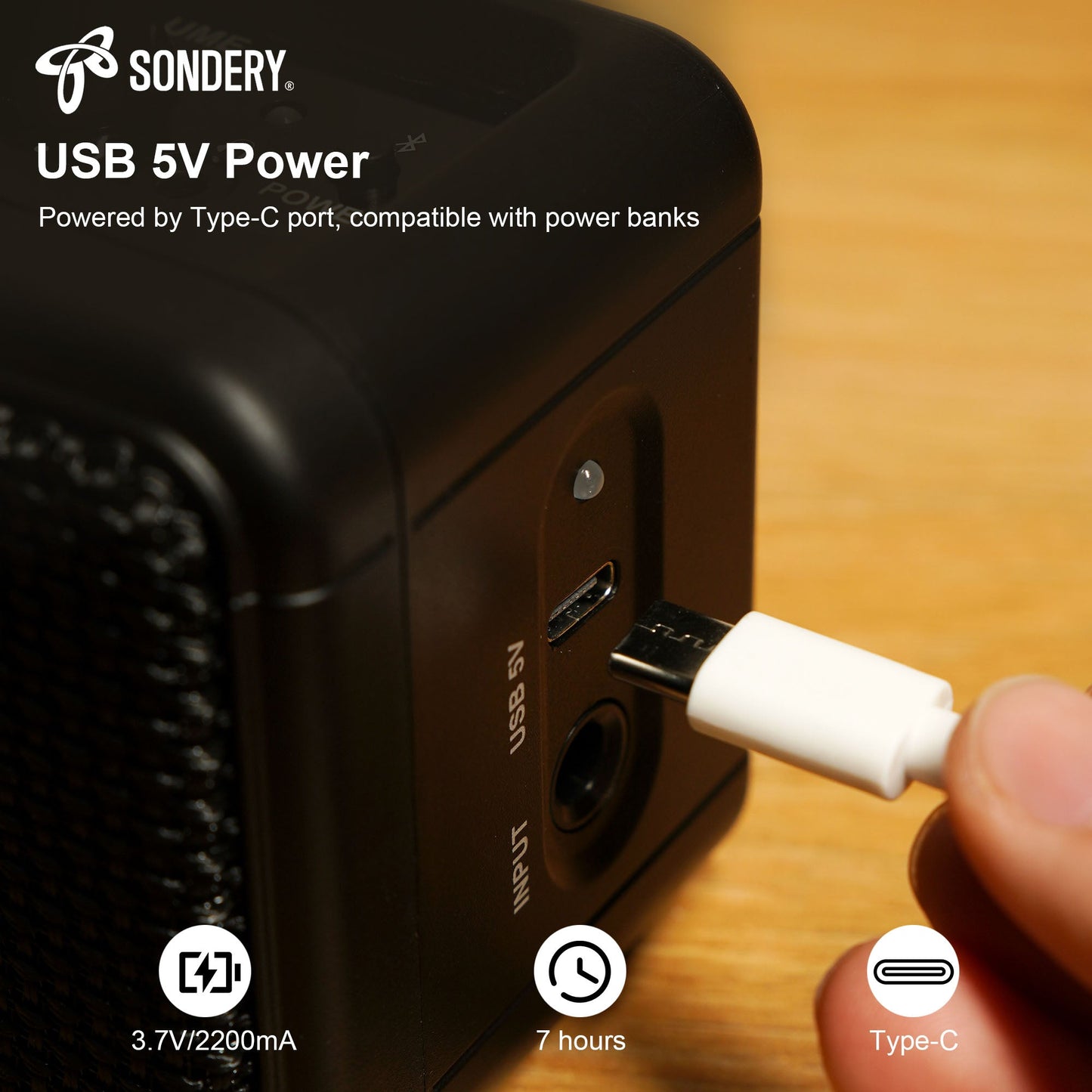 Sondery Mini Guitar Amp for Electric Guitars 5W Two Speakers Rechargeable Portable Pratice Small Amplifier with Overdrive/Clean Effects and Bluetooth Sondery Music