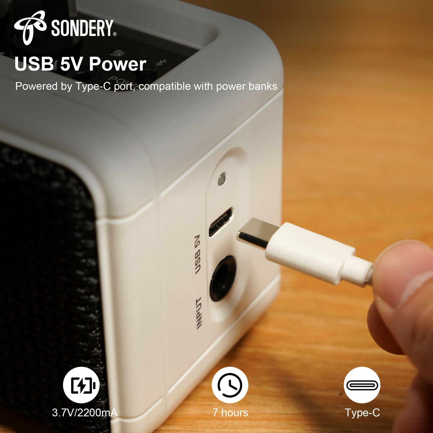 Sondery Mini Guitar Amp for Electric Guitars 5W Two Speakers Rechargeable Portable Pratice Small Amplifier with Overdrive/Clean Effects and Bluetooth Sondery Music