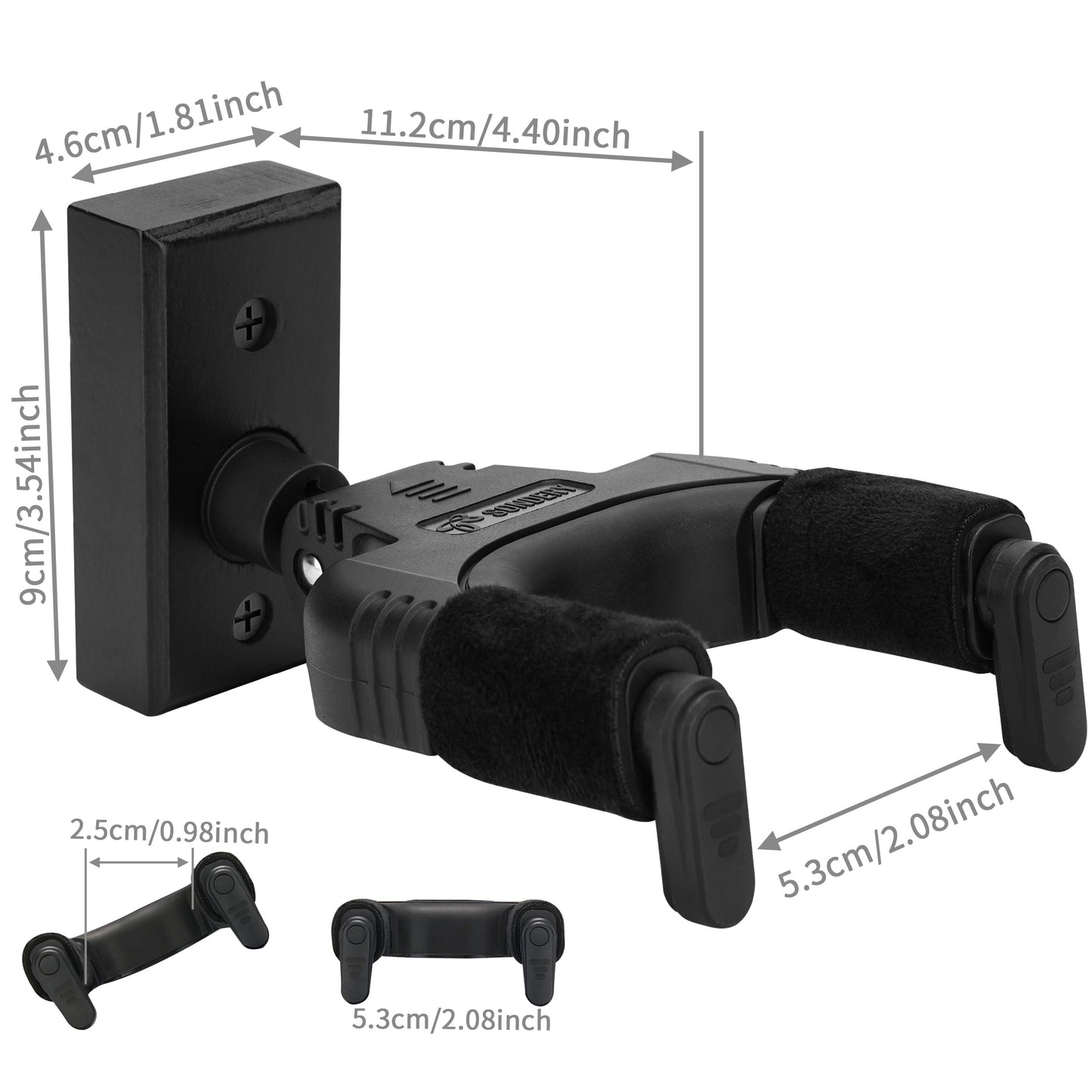 Sondery Guitar Wall Mount Hanger Black, Auto Lock and Adjustable Hook Holder for Acoustic and Electric Guitar, Ukulele, Bass, Banjo and Mandolin Sondery Music