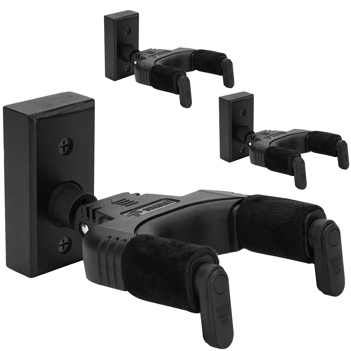 Sondery Guitar Wall Mount Hanger Black, Auto Lock and Adjustable Hook Holder for Acoustic and Electric Guitar, Ukulele, Bass, Banjo and Mandolin Sondery Music