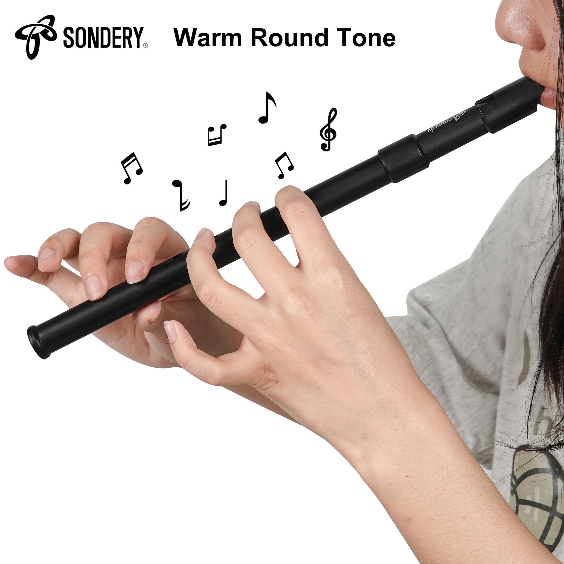 Sondery Irish Tin Whistle Key of D Black ABS Material with a Natural Wood Tone Sondery Music