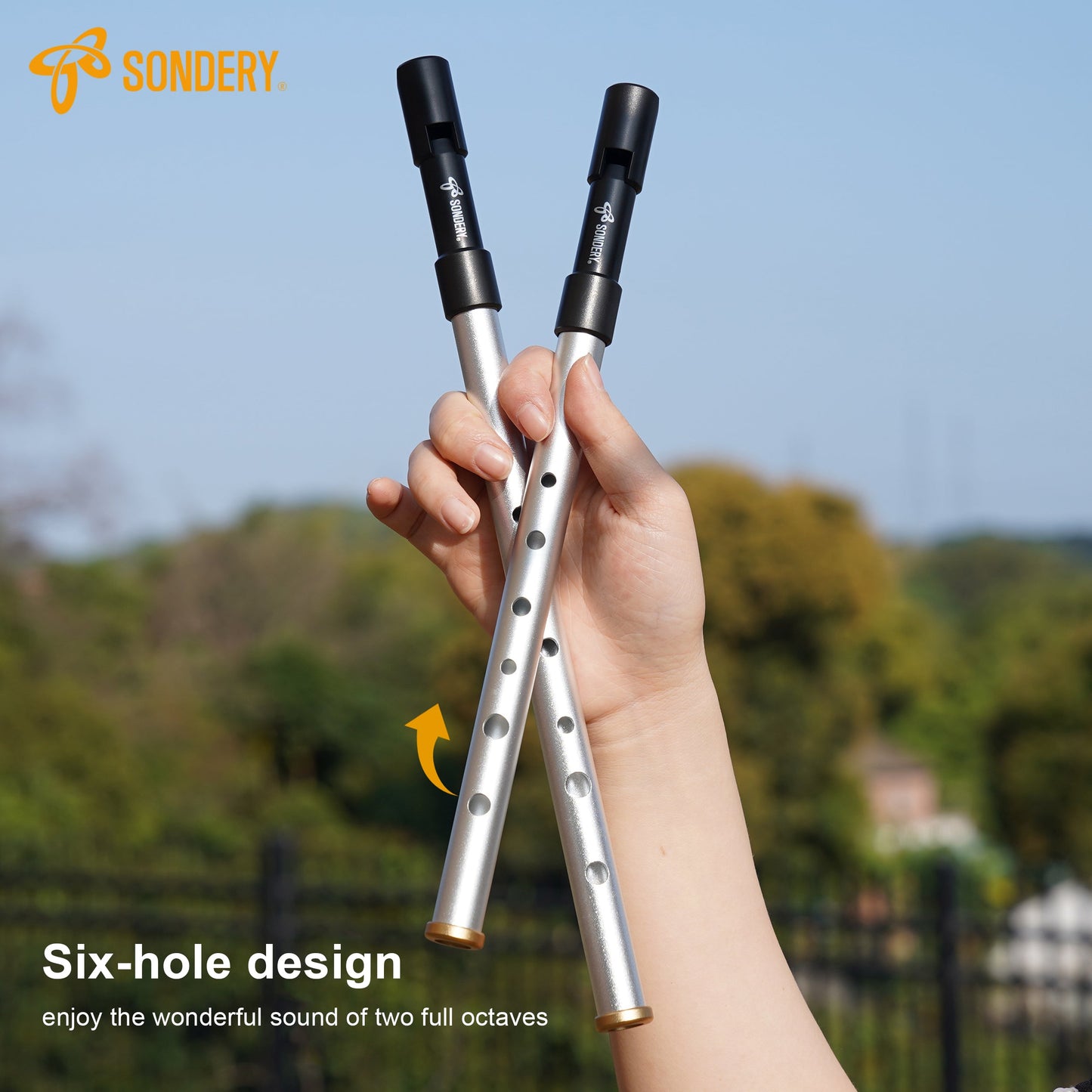 Sondery Irish Tin Whistles Set Key of C and Key of D Made from Aluminum Clear Bright Sound with Crisp Response of Wide Range Octaves Penny Whistles Sondery Music