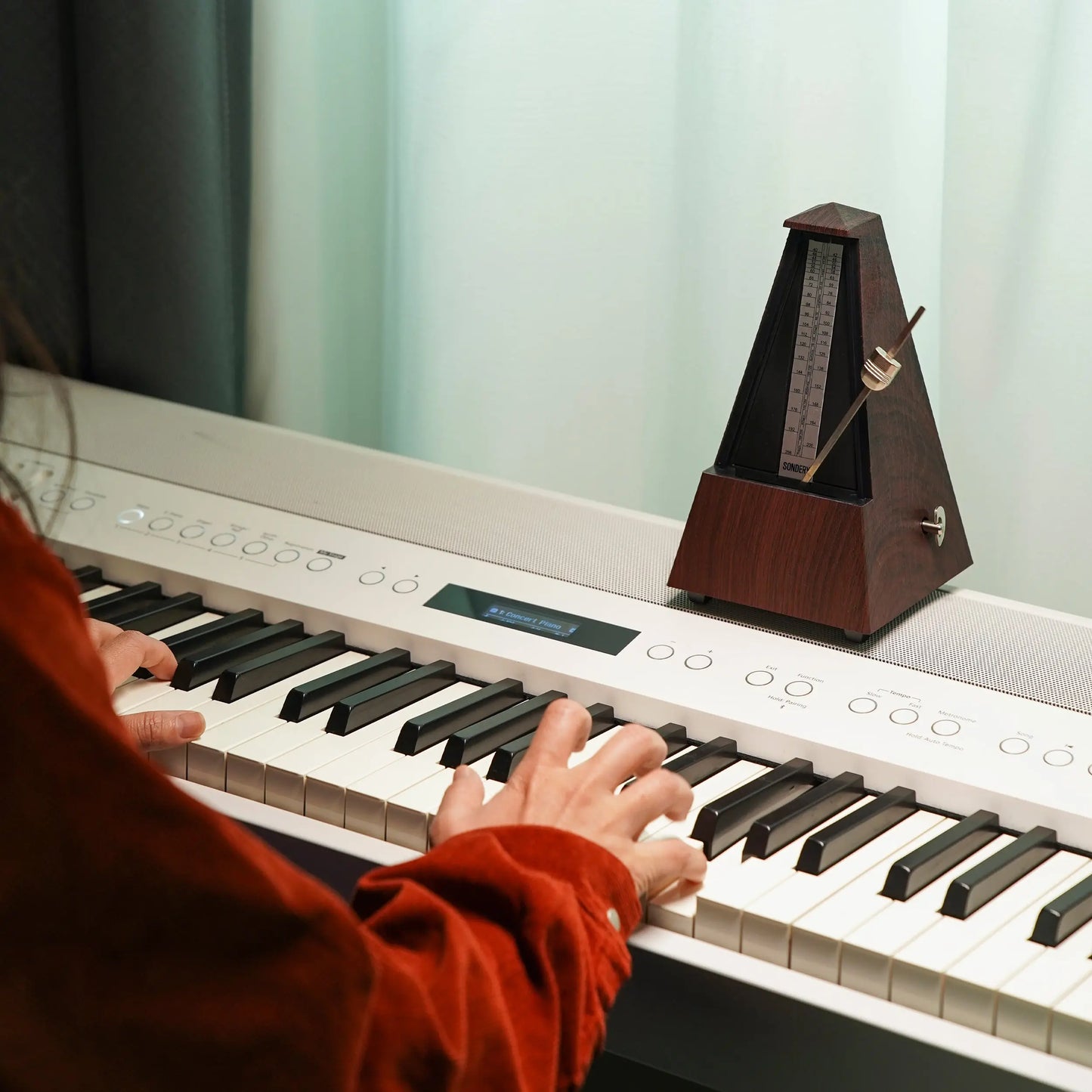 Sondery Classic Mechanical Metronome with Bell for Piano Guitar Drum Violin Saxophone All Instruments, Tempo Range 40-208bpm, Beats 02346, Black Wood Grain ABS Case with Comfortable Click Sound Sondery Music