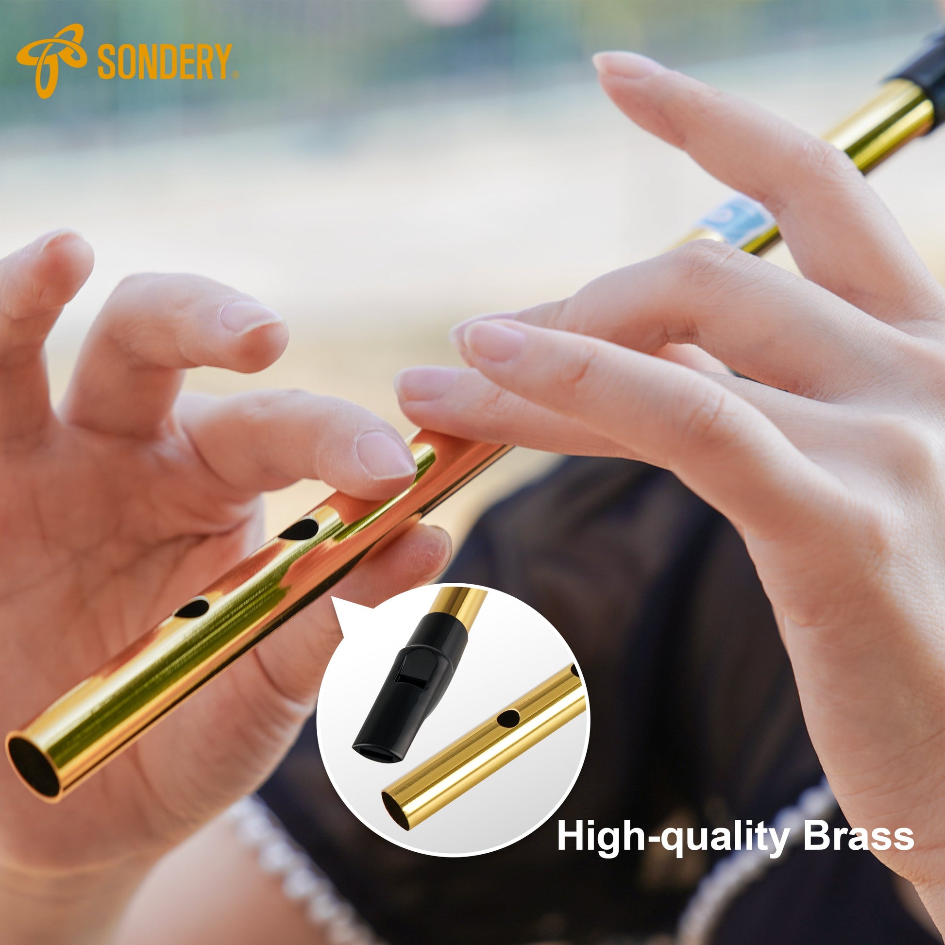 Sondery Irish Tin Whistle Key of D Made from Brass A Bright Brass Wind Type Sound Penny Whistle Sondery Music