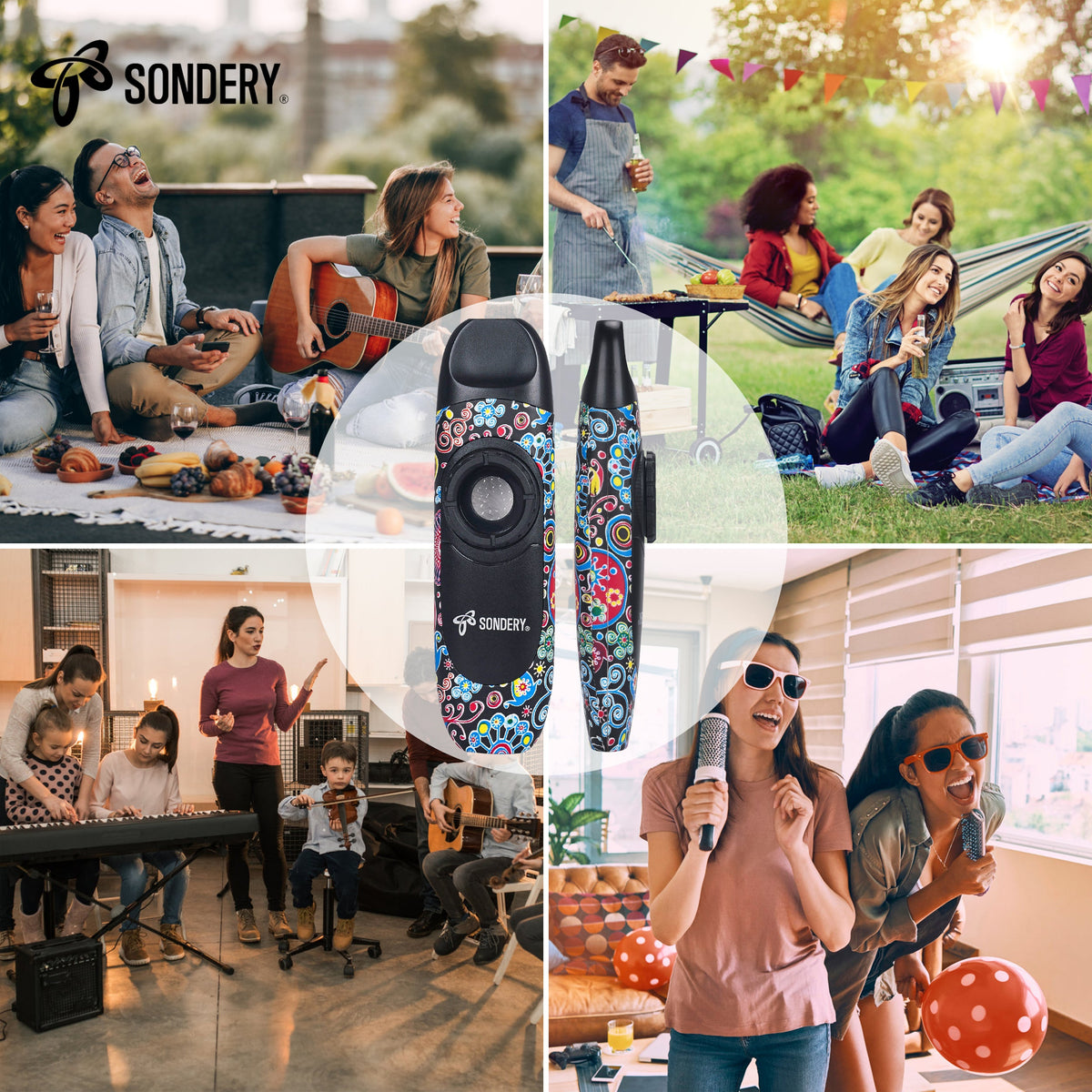 Sondery Professional Kazoo Wind Instrument with 5 Membranes, Lanyard and Pouch SKII Sondery Music