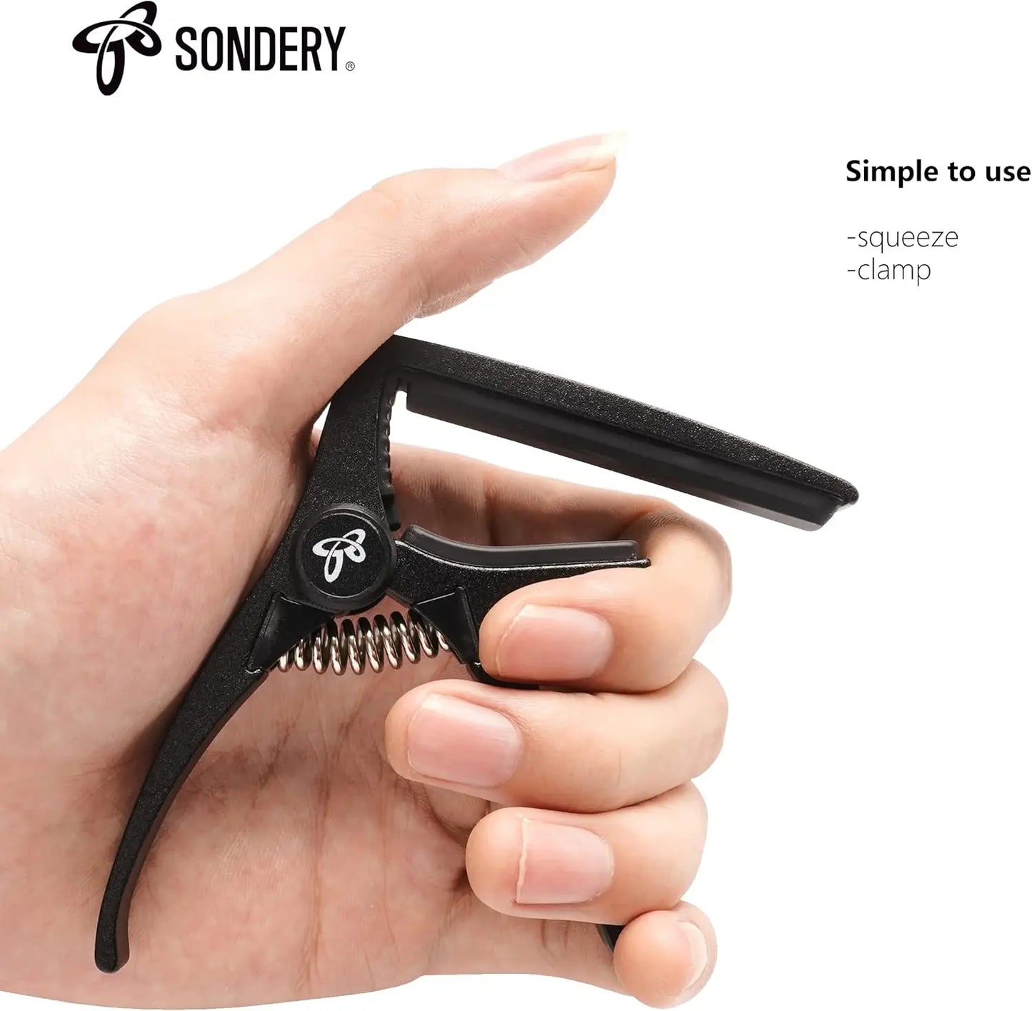 Sondery Capo for Classical Guitars Ultra Light Metal Capo with Premium Black Color for Nylon Strings Wide Neck Guitars Extremely Constructed with Steel Spring Trigger Sondery Music