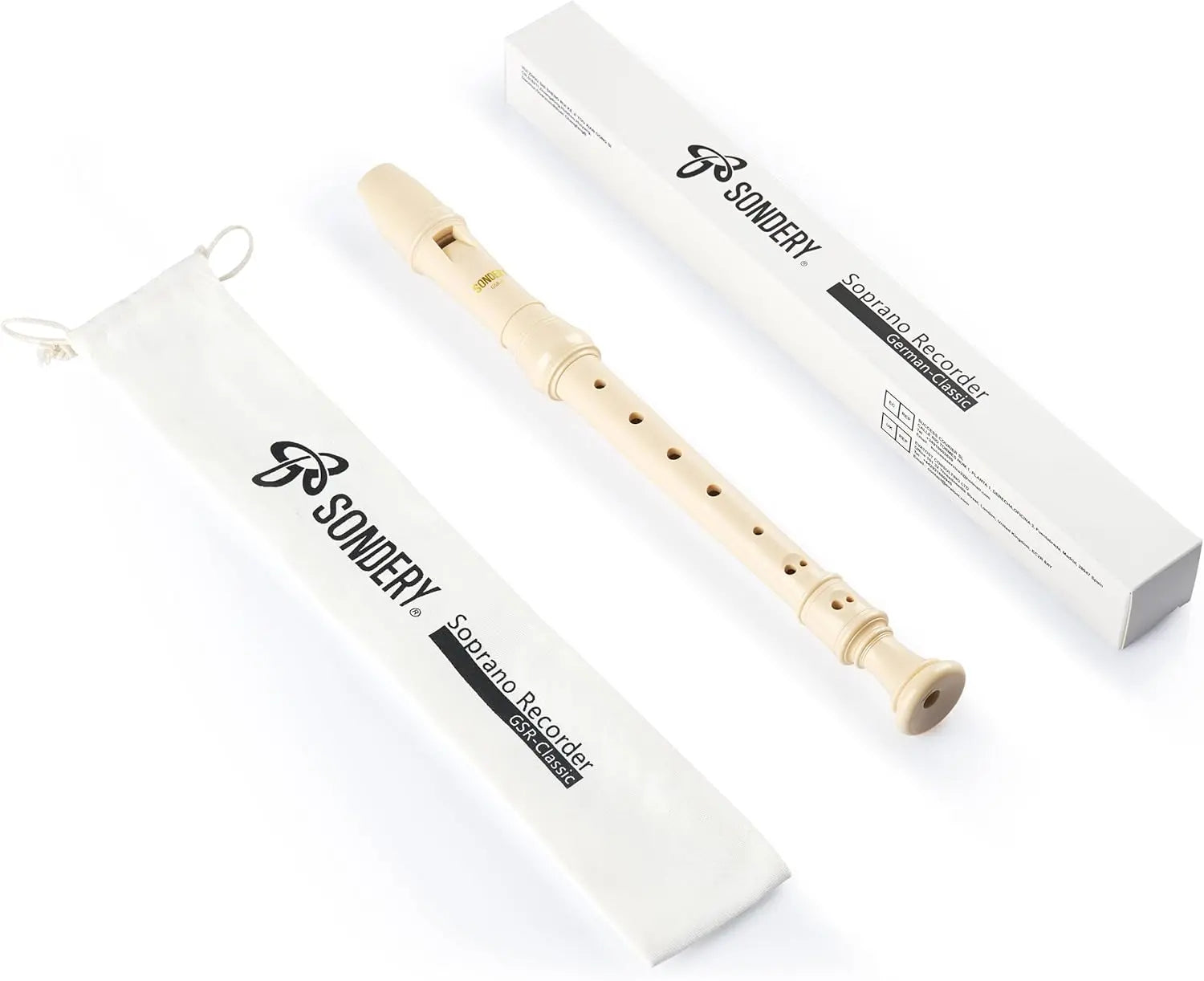 Sondery German Soprano Recorder Durable Beginner's Recorder for Kids & Adults Easy-to-Play Plastic Body German Fingering Includes Fingering Chart Carry Pouch Sondery Music