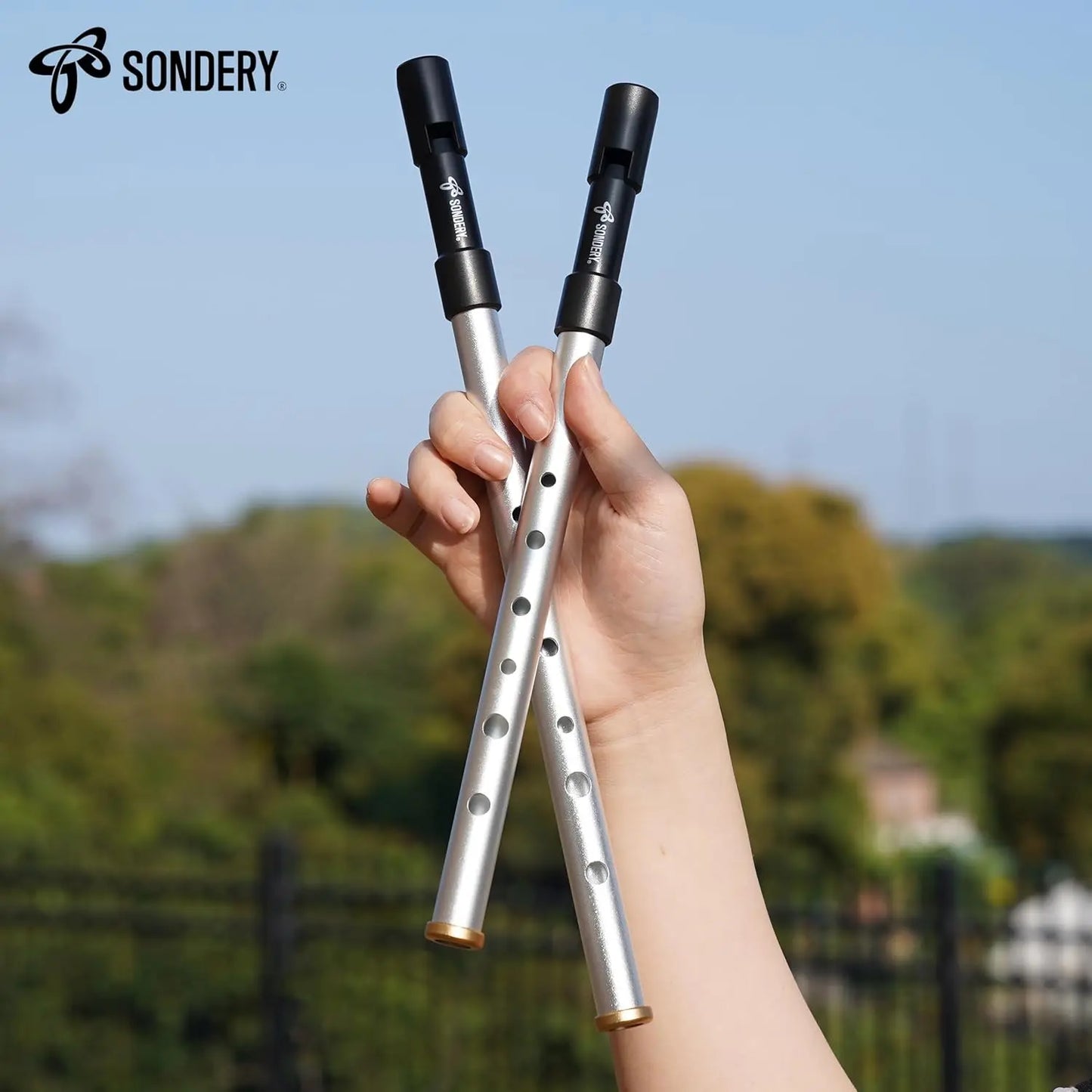 Sondery Irish Tin Whistles Set Key of C and Key of D Made from Aluminum Clear Bright Sound with Crisp Response of Wide Range Octaves Penny Whistles Sondery Music