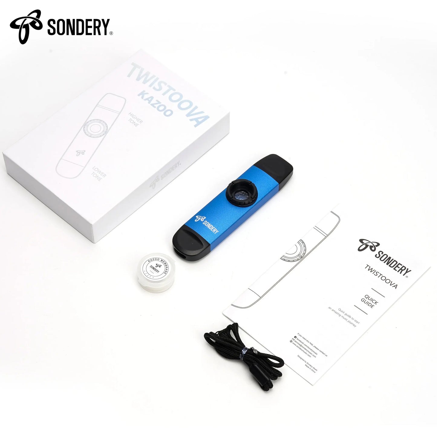 Sondery Professional Metal Kazoo, Dual Head Kazoo Includes Lanyard and 5 Membranes for All Ages and Occasions Sondery Music