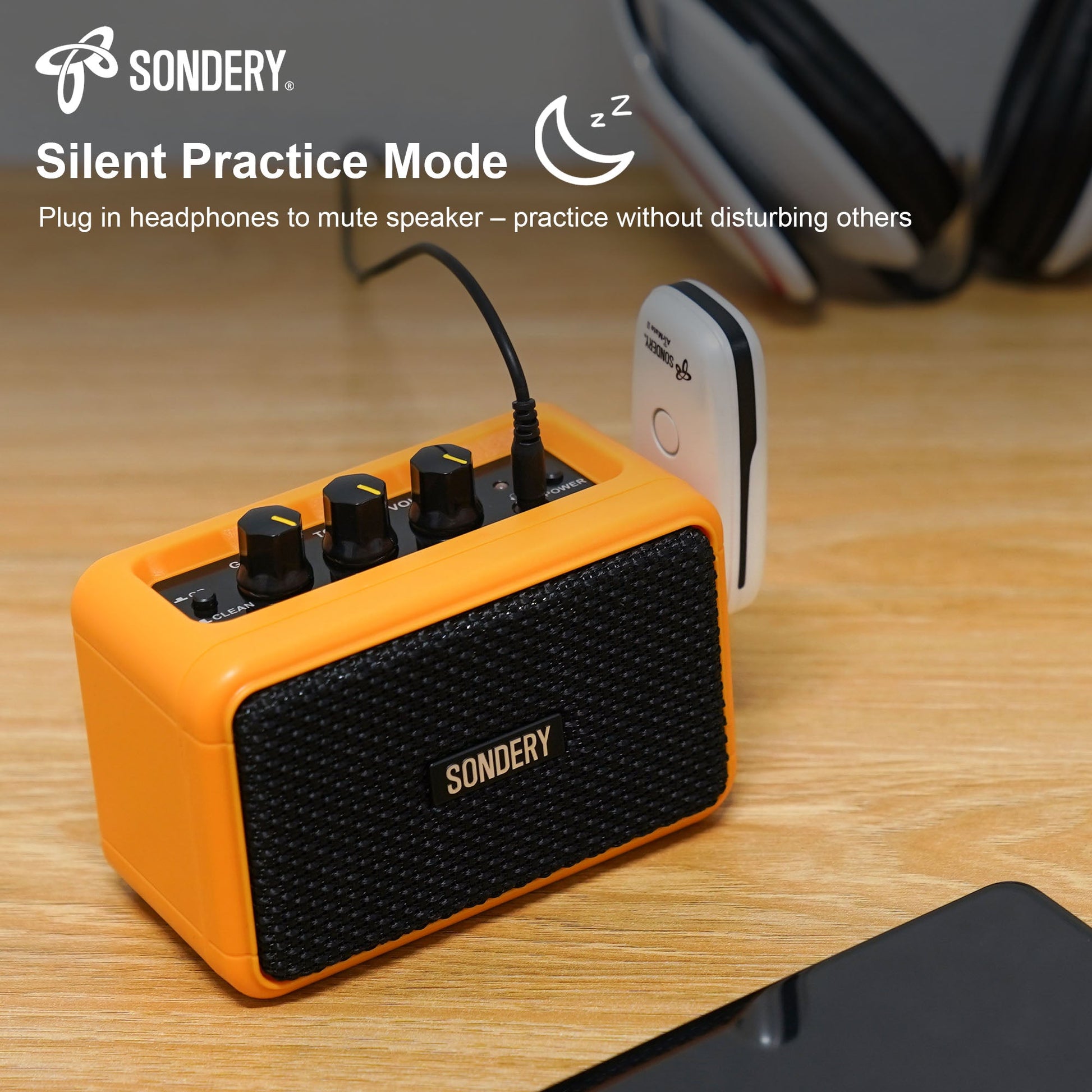 Sondery Mini Guitar Amp for Electric Guitars 5W Two Speakers Rechargeable Portable Pratice Small Amplifier with Overdrive/Clean Effects and Bluetooth Sondery Music