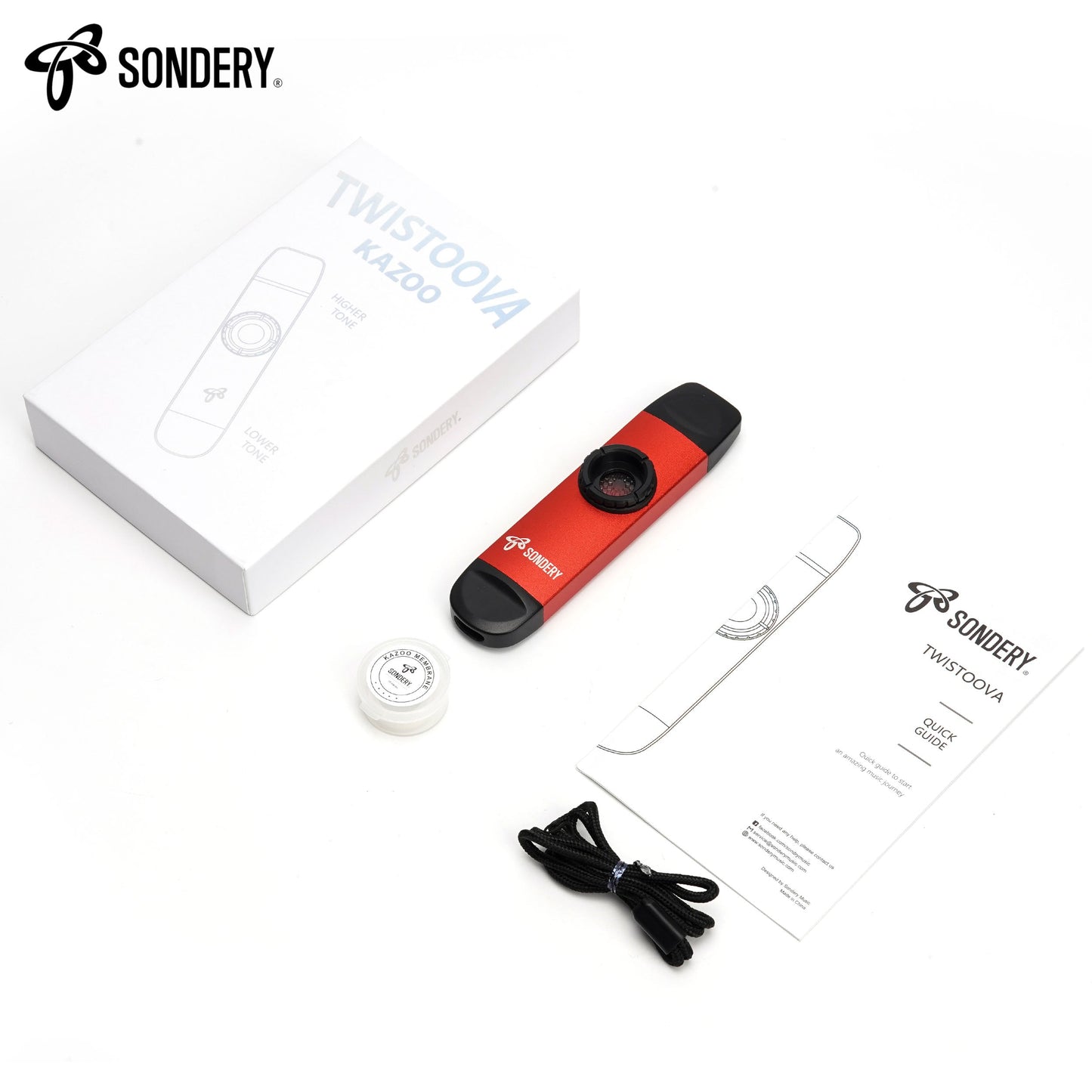 Sondery Professional Metal Kazoo, Dual Head Kazoo Includes Lanyard and 5 Membranes for All Ages and Occasions Sondery Music