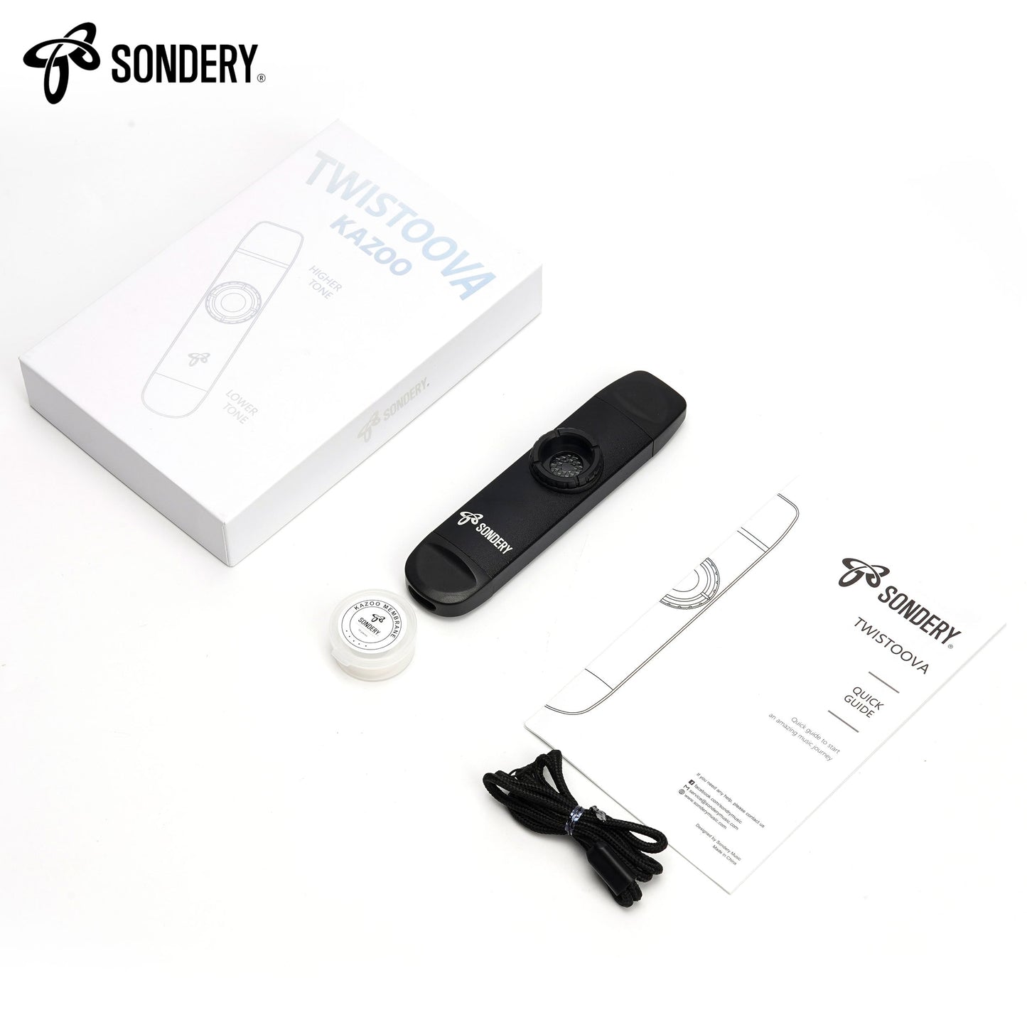 Sondery Professional Metal Kazoo, Dual Head Kazoo Includes Lanyard and 5 Membranes for All Ages and Occasions Sondery Music