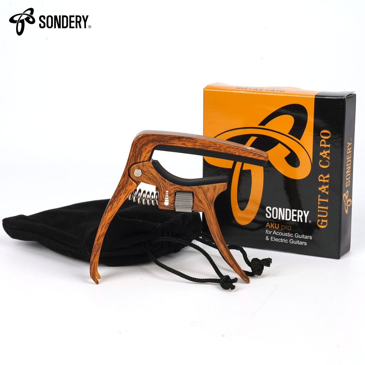 Sondery Guitar Capo Trigger Tension Adjustable Professional for 6 Strings Acoustic and Electric Guitars Perfect Tone on Any Fret with Guitar Bridge Pin Puller Sondery Music