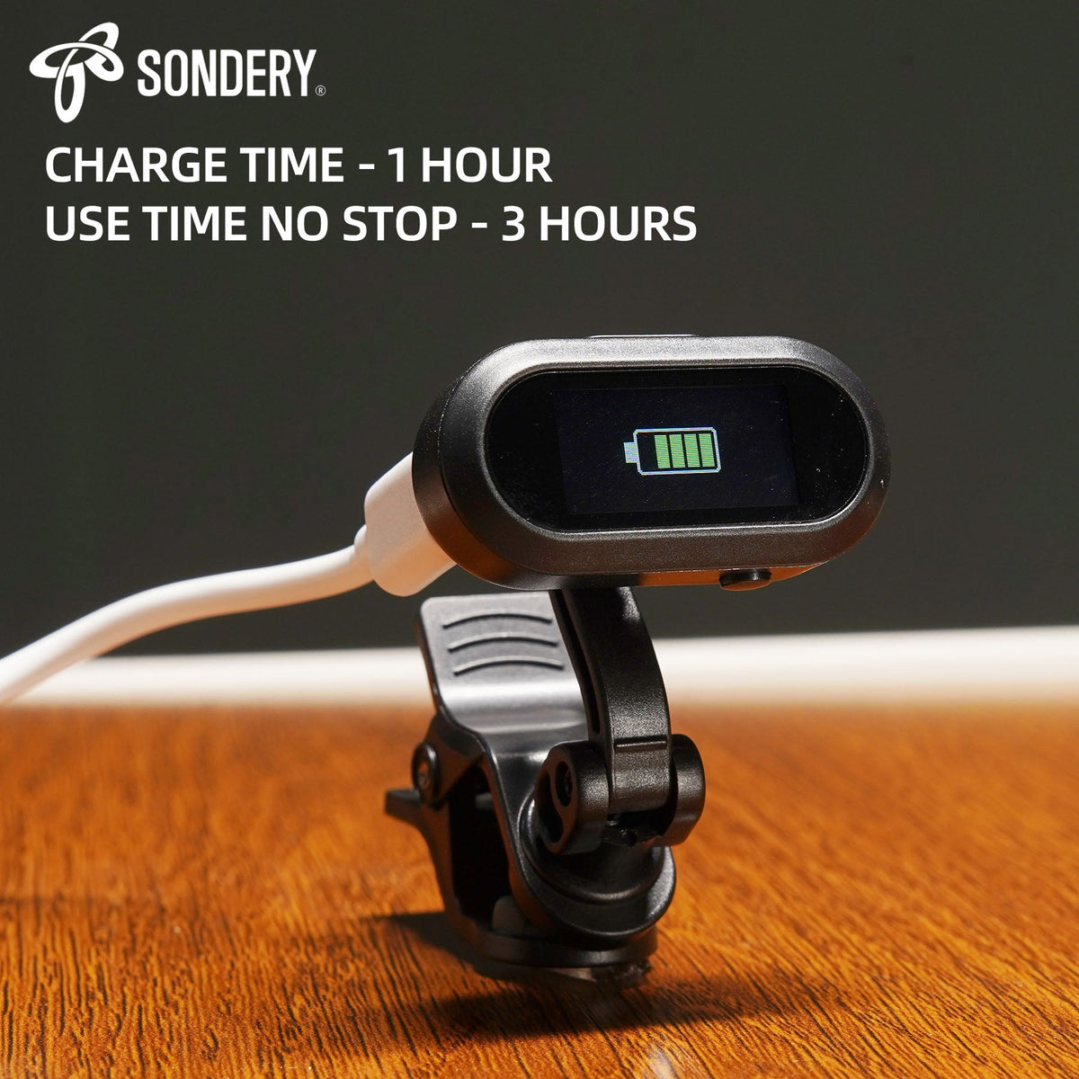 Sondery Guitar Ukulele Tuner Clip On Rechargeable, Easy to Read Simple TFT Screen Extremely Fast and Accurate Tuning, Headstock Chromatic Tuner Pitch 410-460Hz, Good to Use in Strong Light Sondery Music