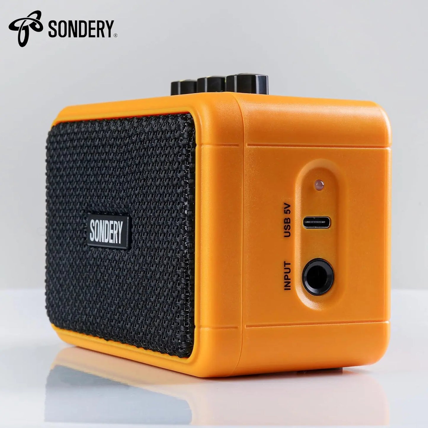 Sondery Mini Guitar Amp for Electric Guitars 5W Two Speakers Rechargeable Portable Pratice Small Amplifier with Overdrive/Clean Effects and Bluetooth - Sondery Music