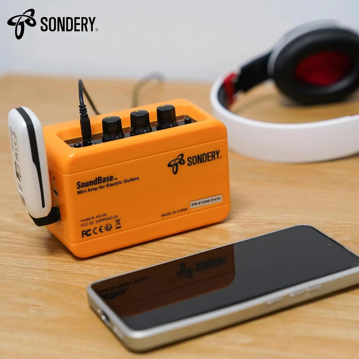 Sondery Mini Guitar Amp for Electric Guitars 5W Two Speakers Rechargeable Portable Pratice Small Amplifier with Overdrive/Clean Effects and Bluetooth - Sondery Music