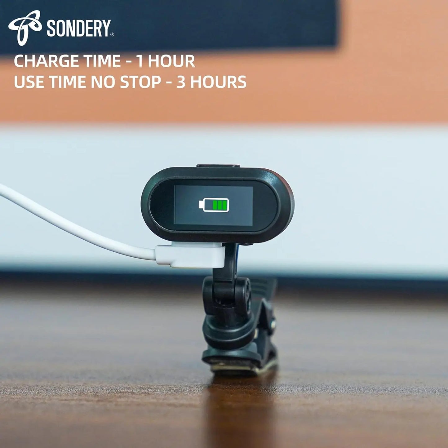 Sondery Guitar Ukulele Tuner Clip On Rechargeable, Easy to Read Simple TFT Screen Extremely Fast and Accurate Tuning, Headstock Chromatic Tuner Pitch 410-460Hz, Good to Use in Strong Light - Sondery Music