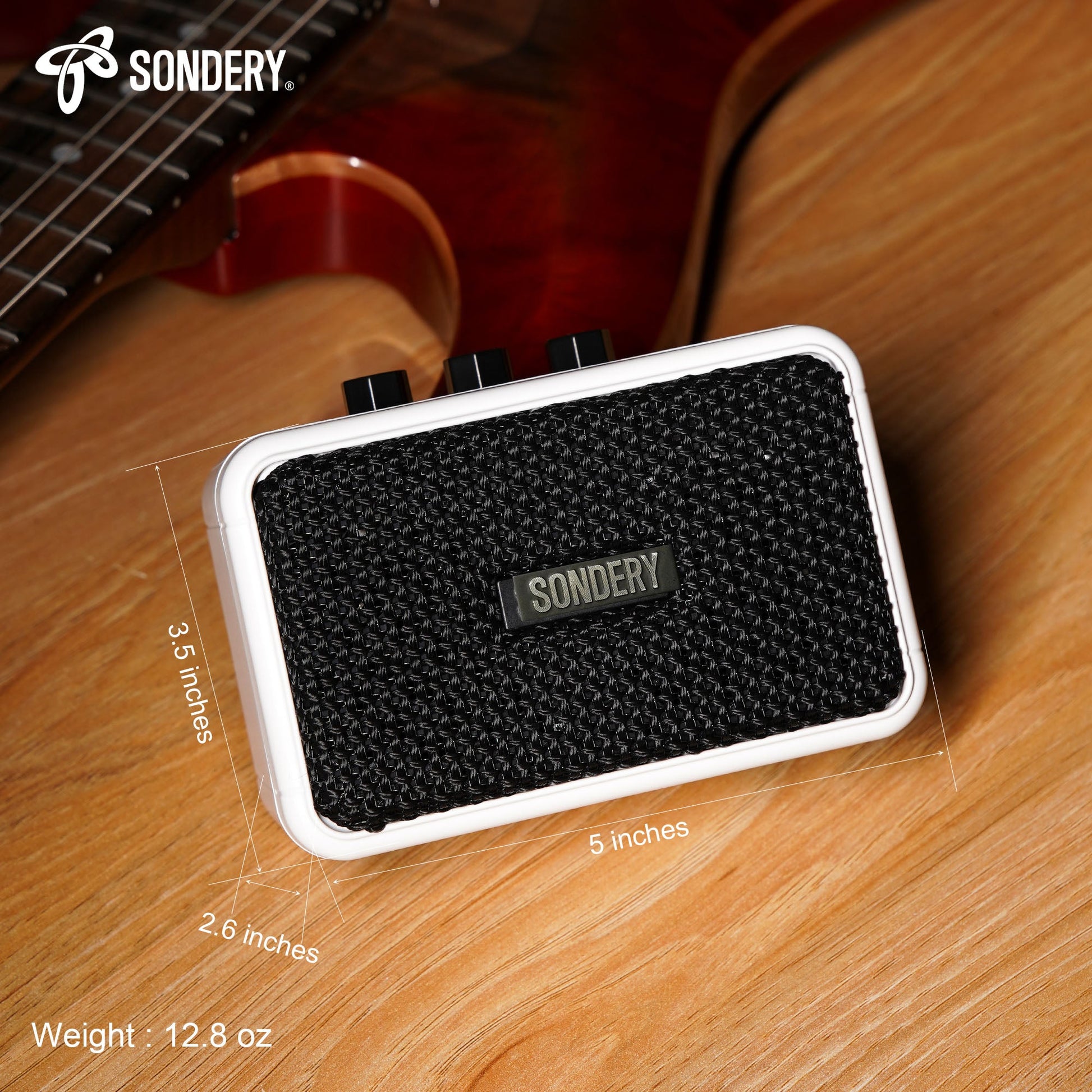 Sondery Mini Guitar Amp for Electric Guitars 5W Two Speakers Rechargeable Portable Pratice Small Amplifier with Overdrive/Clean Effects and Bluetooth Sondery Music