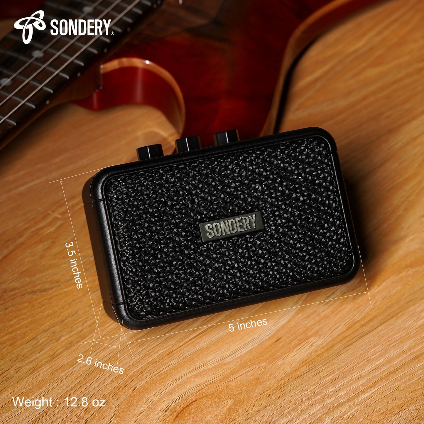 Sondery Mini Guitar Amp for Electric Guitars 5W Two Speakers Rechargeable Portable Pratice Small Amplifier with Overdrive/Clean Effects and Bluetooth Sondery Music