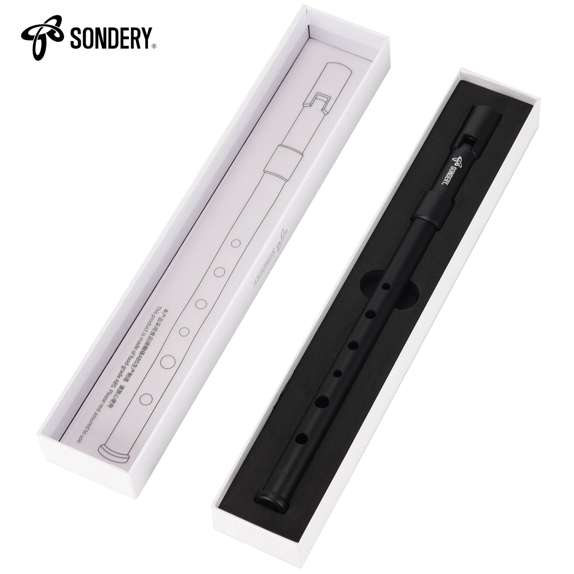 Sondery Irish Tin Whistle Key of D Black ABS Material with a Natural Wood Tone Sondery Music