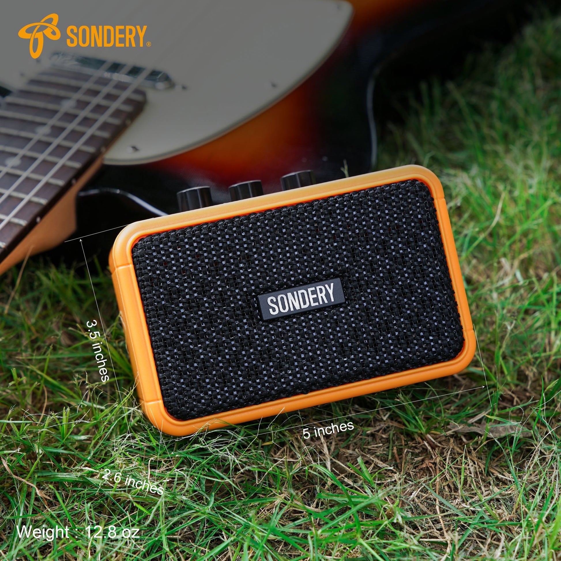 Sondery Mini Guitar Amp for Electric Guitars 5W Two Speakers Rechargeable Portable Pratice Small Amplifier with Overdrive/Clean Effects and Bluetooth Sondery Music
