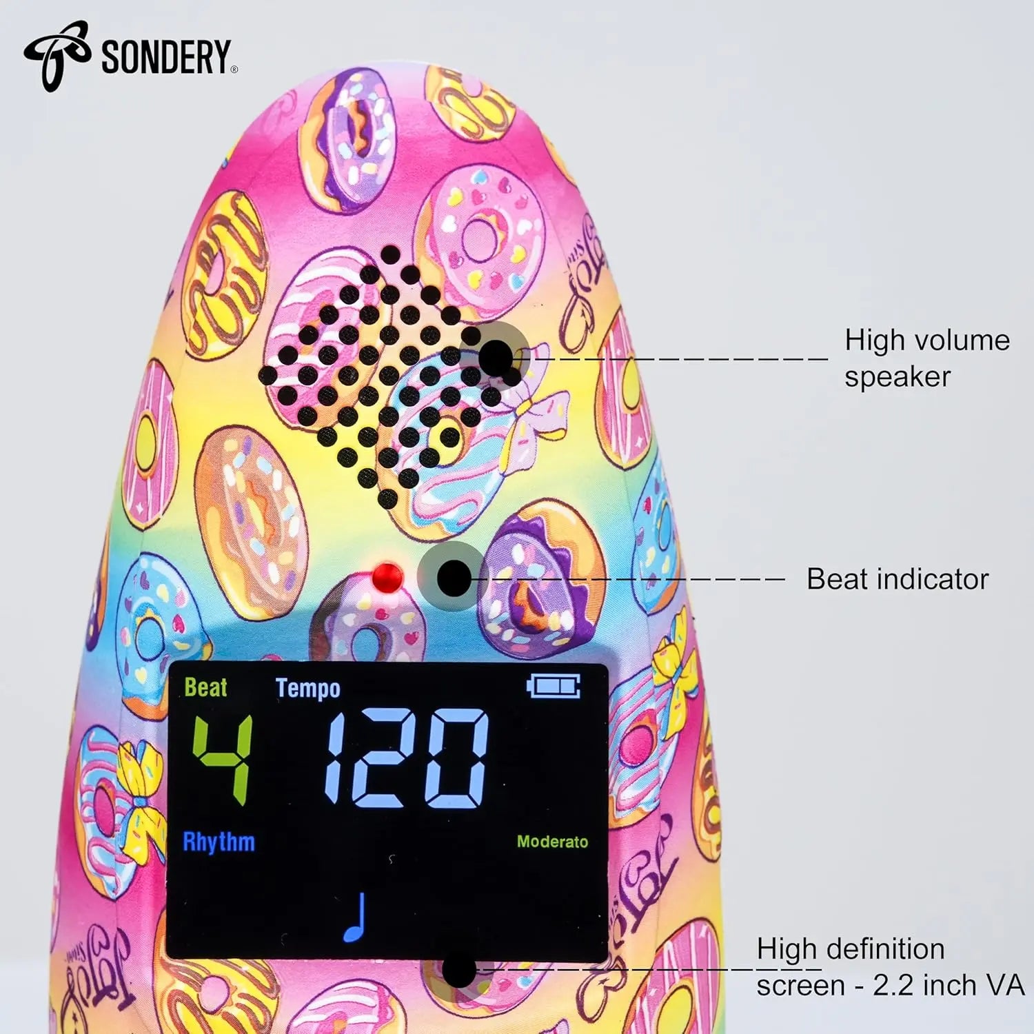 Sondery Metronome Digital Rechargeable Vocal Big Sound with Color Screen USB Headphone Jack, Colorful Pattern Designs Art Series Bulletome for Guitar Drum Piano and All Instruments Play Coach Sondery Music