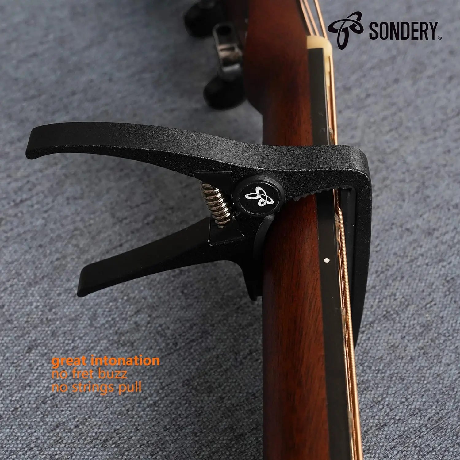 Sondery Capo for Classical Guitars Ultra Light Metal Capo with Premium Black Color for Nylon Strings Wide Neck Guitars Extremely Constructed with Steel Spring Trigger Sondery Music