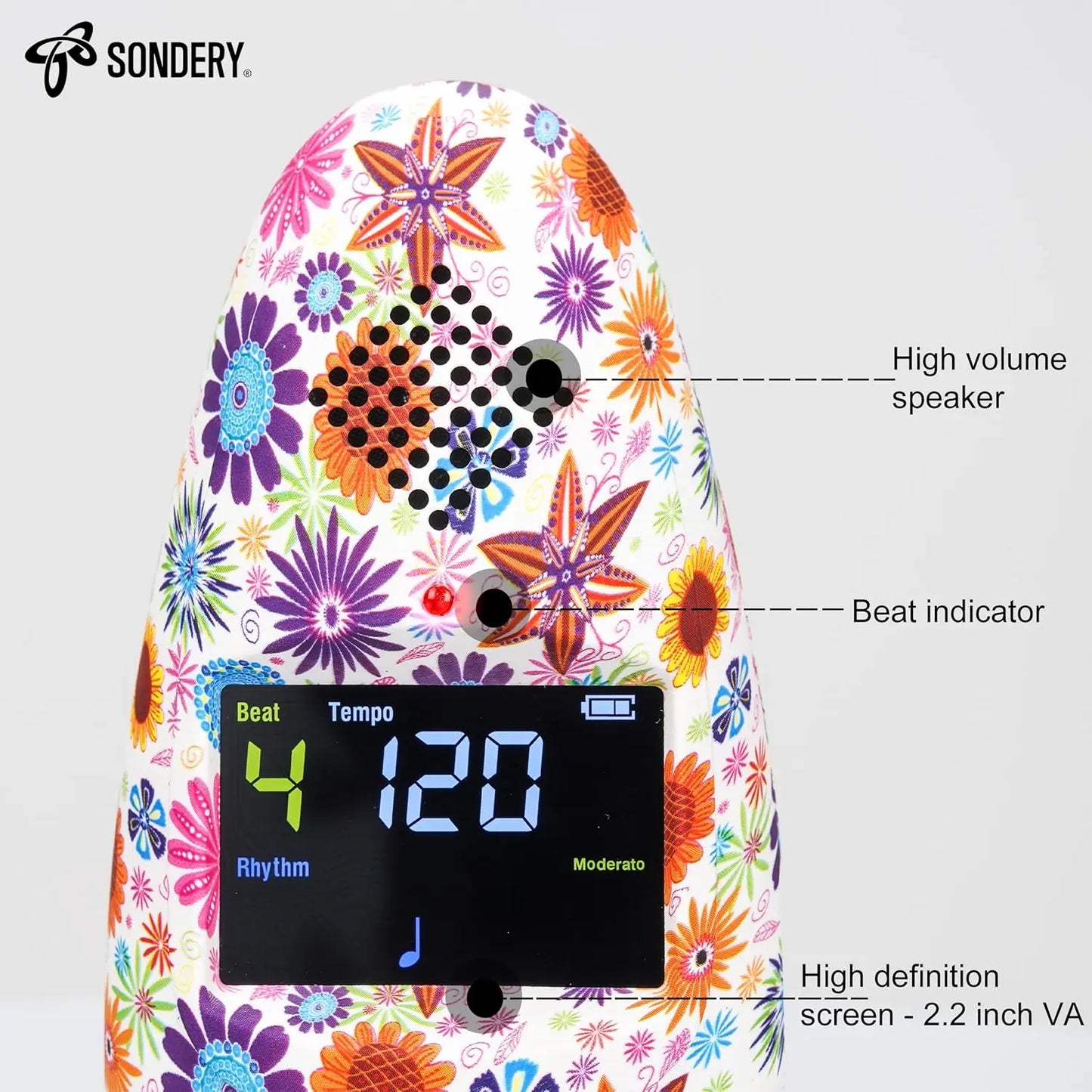 Sondery Metronome Digital Rechargeable Vocal Big Sound with Color Screen USB Headphone Jack, Colorful Pattern Designs Art Series Bulletome for Guitar Drum Piano and All Instruments Play Coach Sondery Music